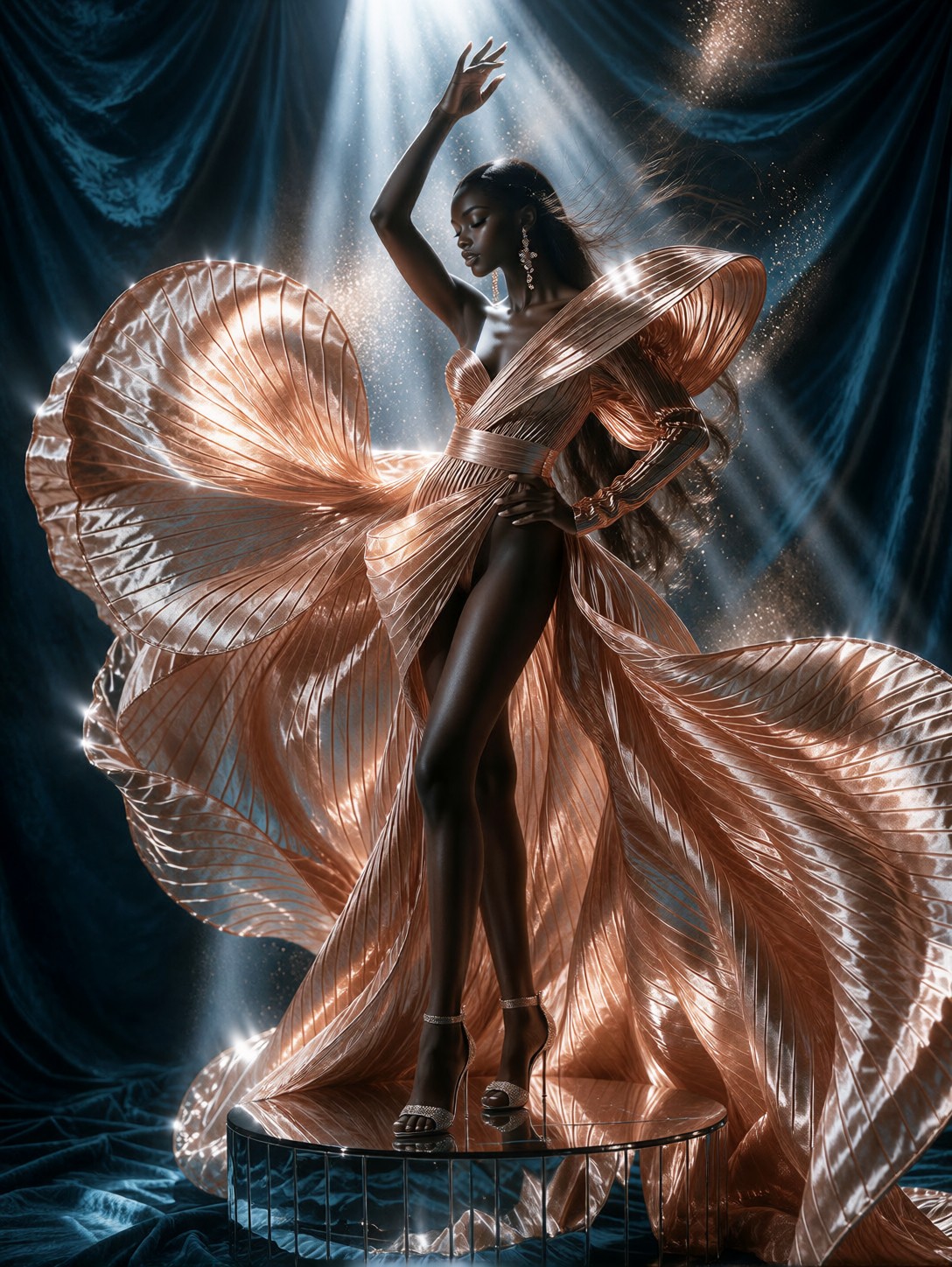 Copper Silk Gown Studio Editorial — AI generated image