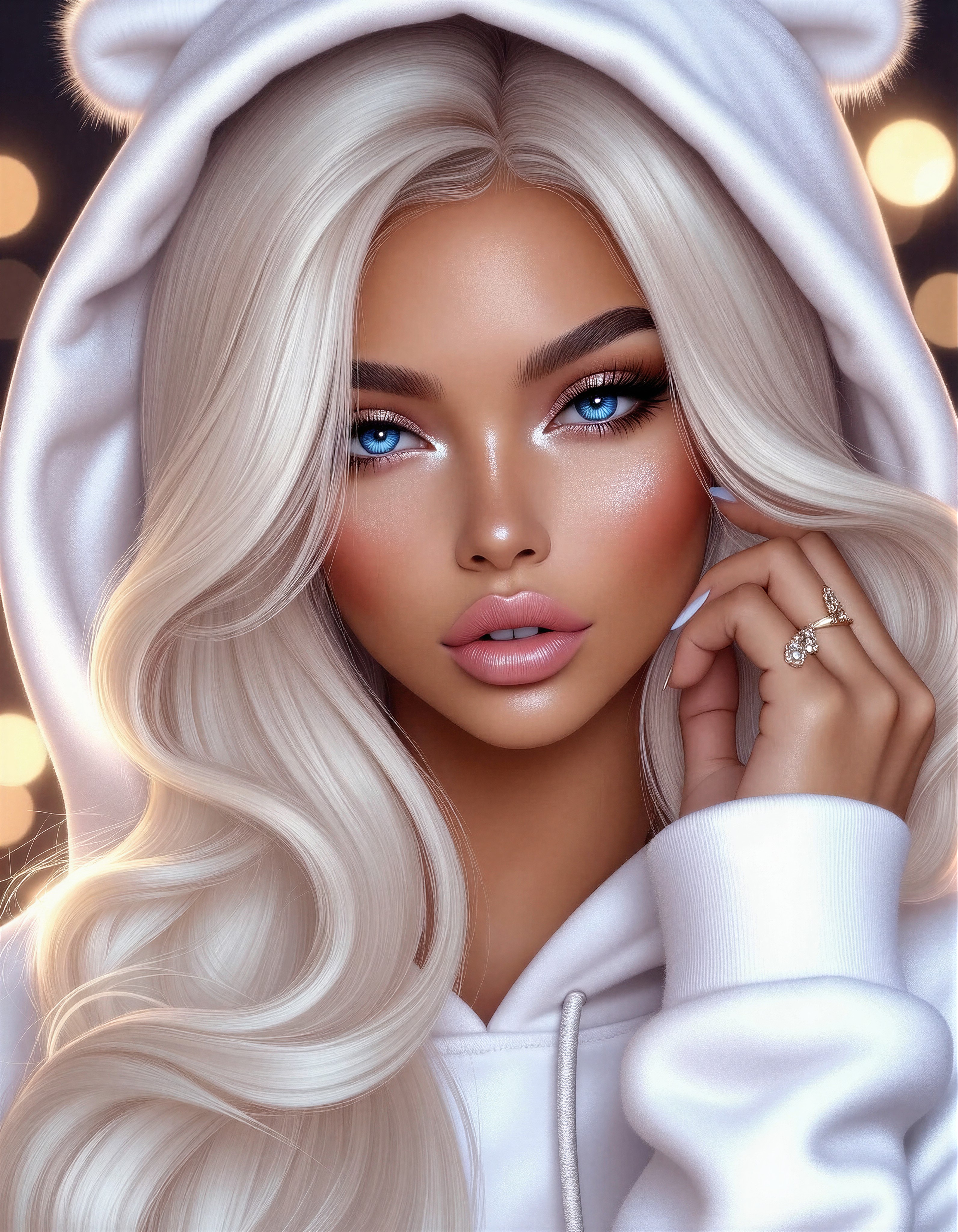 Luxury Platinum Blonde Beauty Portrait — AI generated image