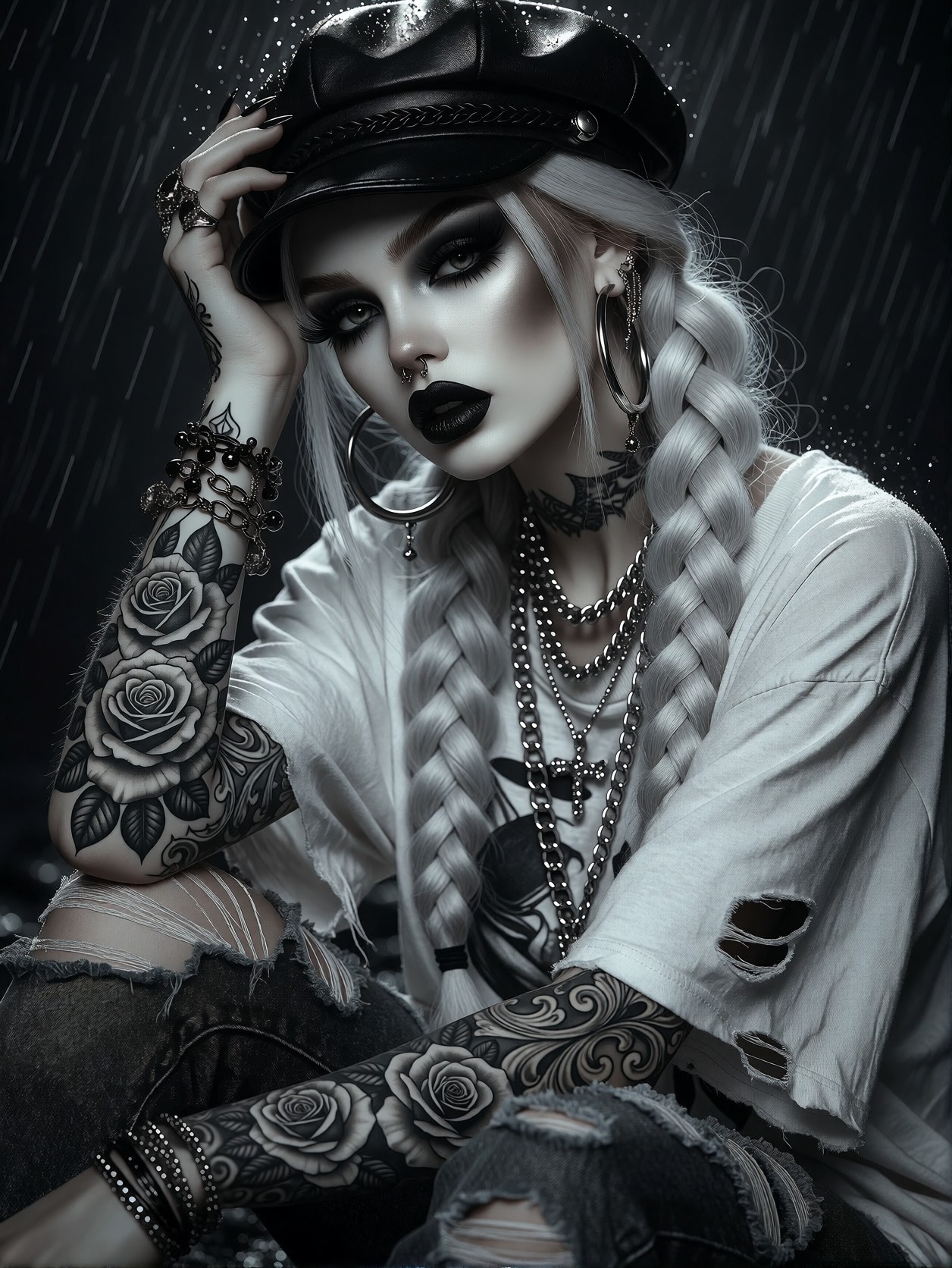 Melancholic Woman in Gothic Noir — AI generated image