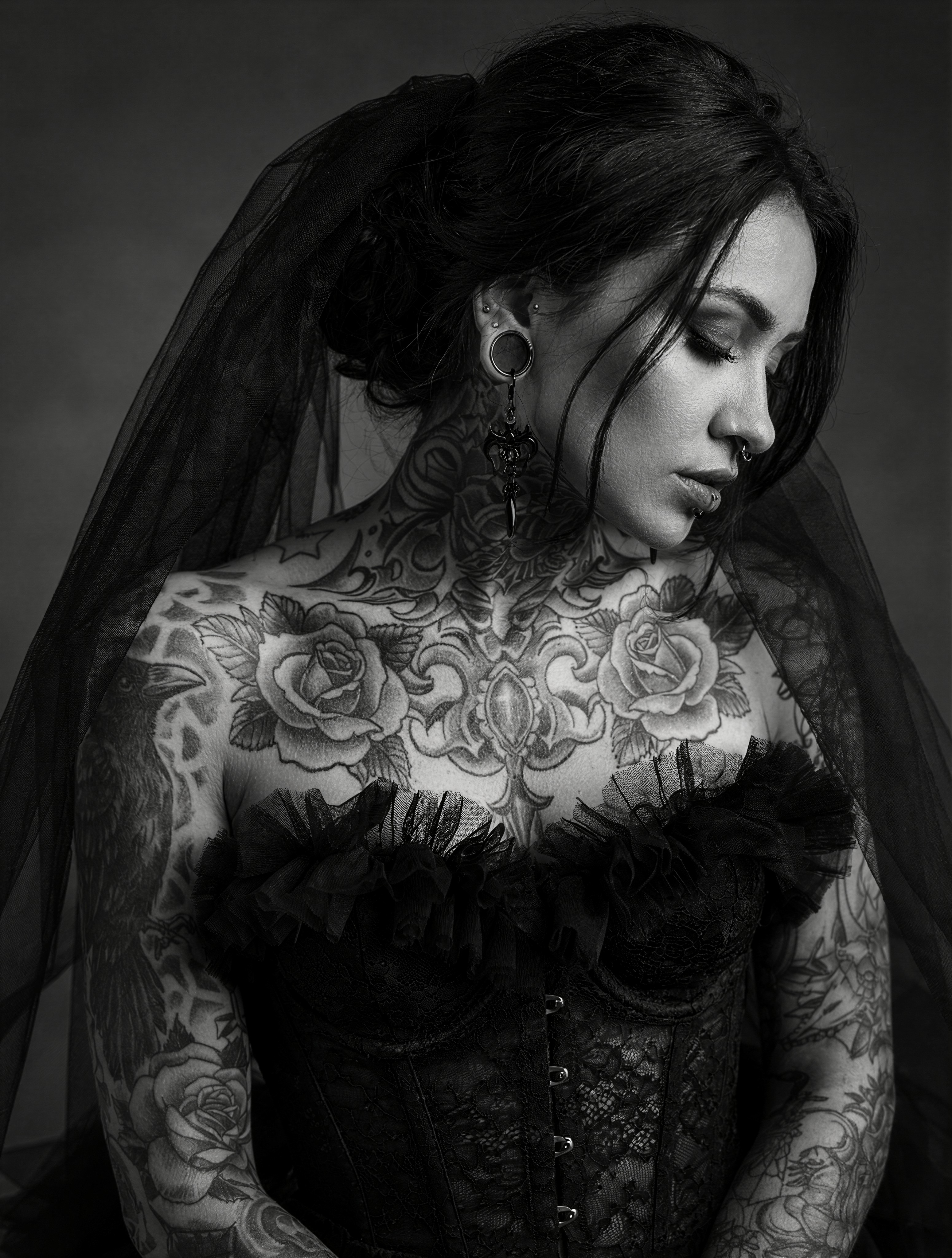 Elegant Gothic Veil Portrait — AI generated image
