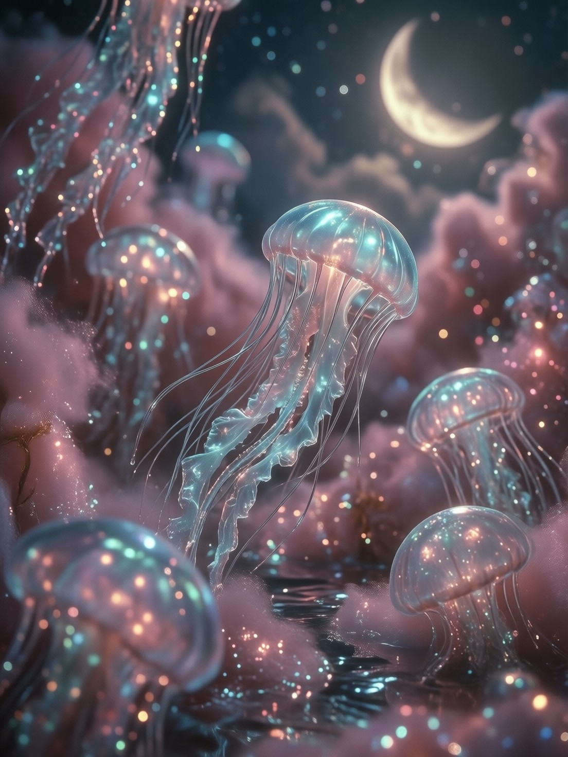 Ethereal Jellyfish in Dreamy Cloud Ocean — AI generated image
