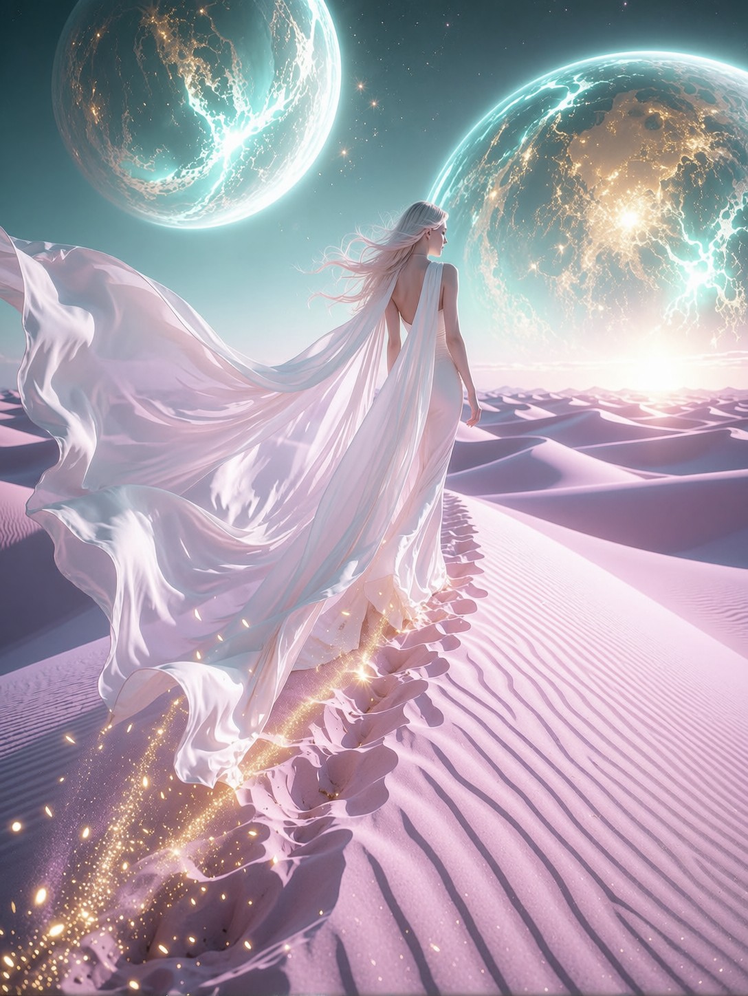 Surreal Pink Desert Portrait — AI generated image