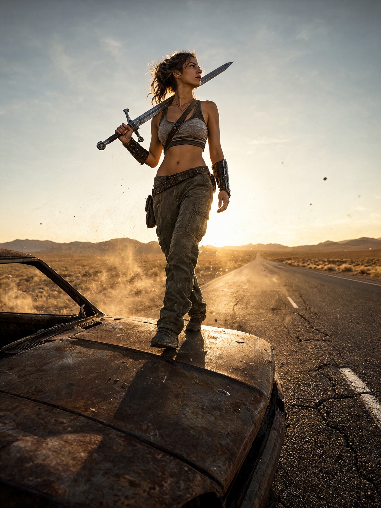 Golden Hour Sword Warrior — AI generated image