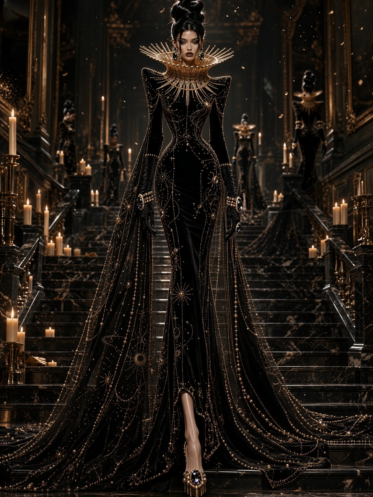 Gothic Velvet Gown Elegance — AI generated image