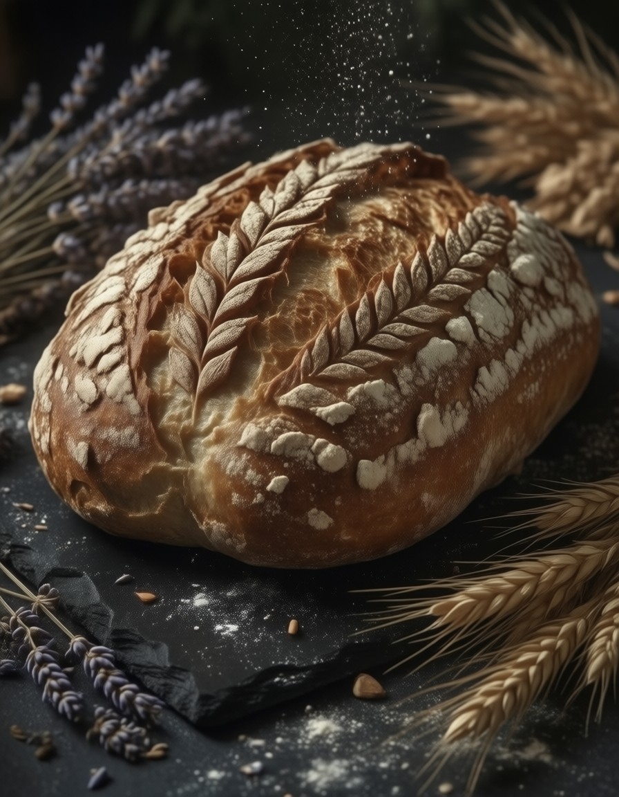 Rustic Sourdough with Wheat Pattern — AI generated image