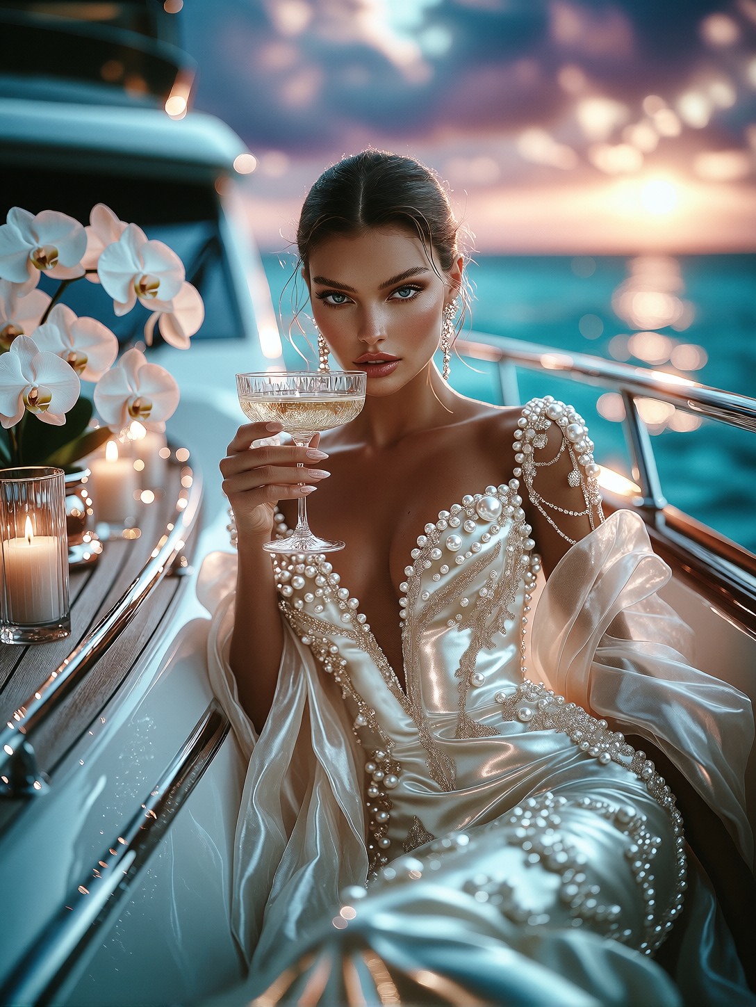 Glamorous Woman On Luxury Yacht — AI generated image