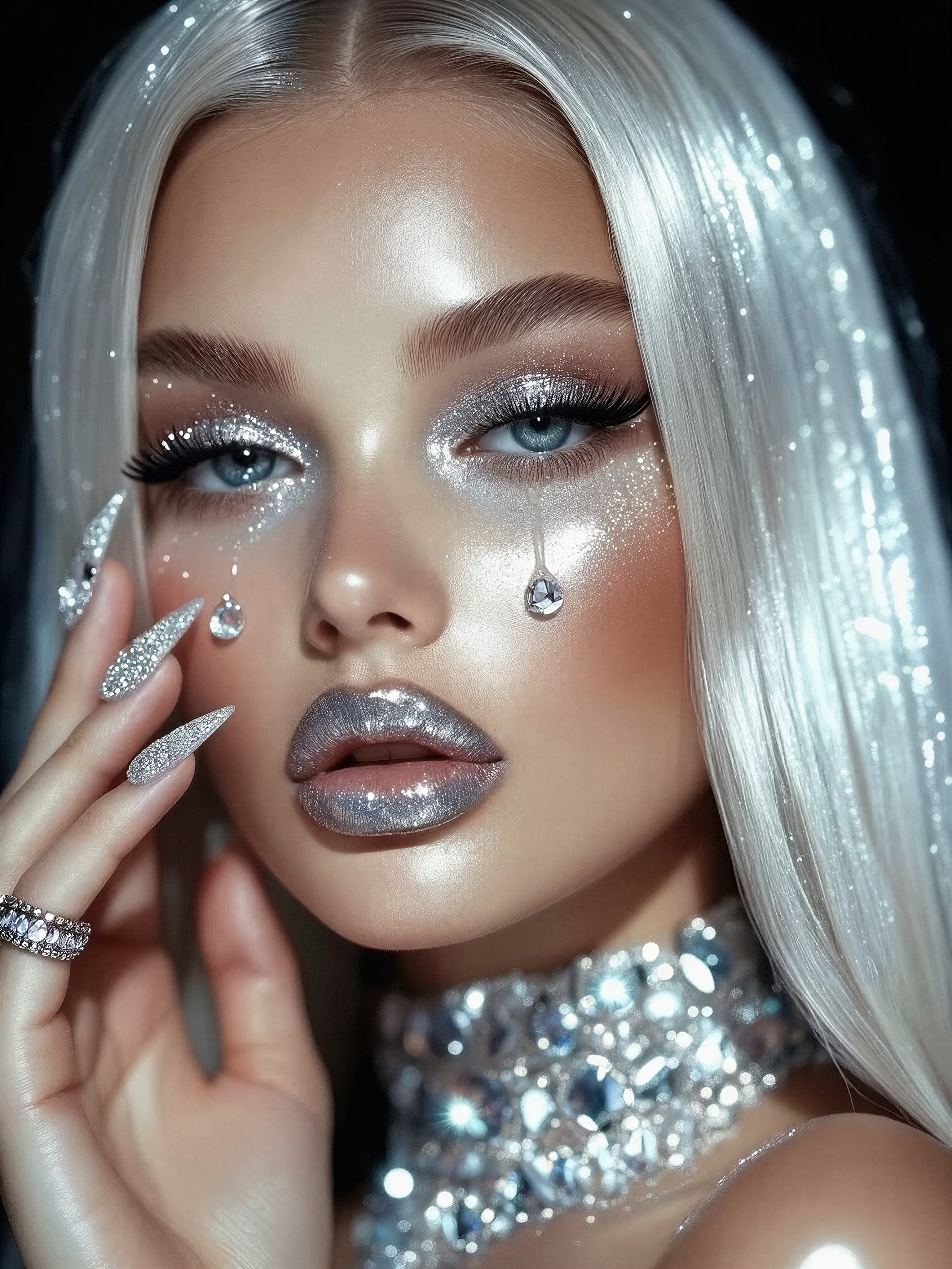 Mysterious Platinum Blonde Beauty — AI generated image