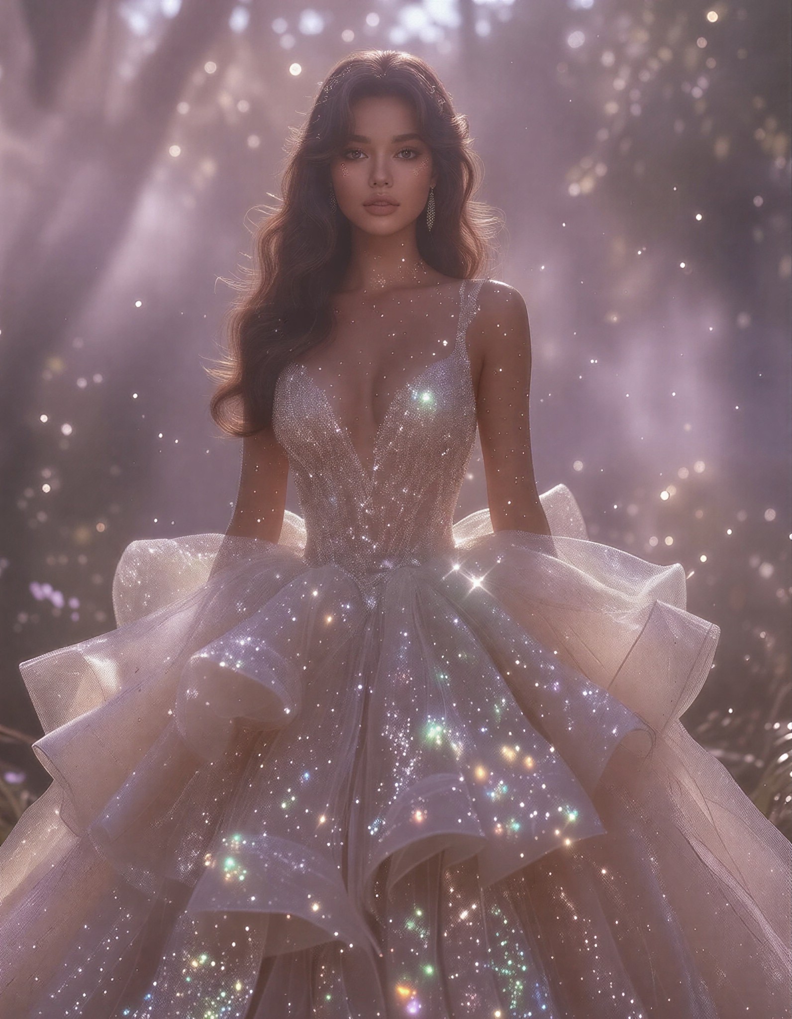 Ethereal Woman in Lavender Mist — AI generated image