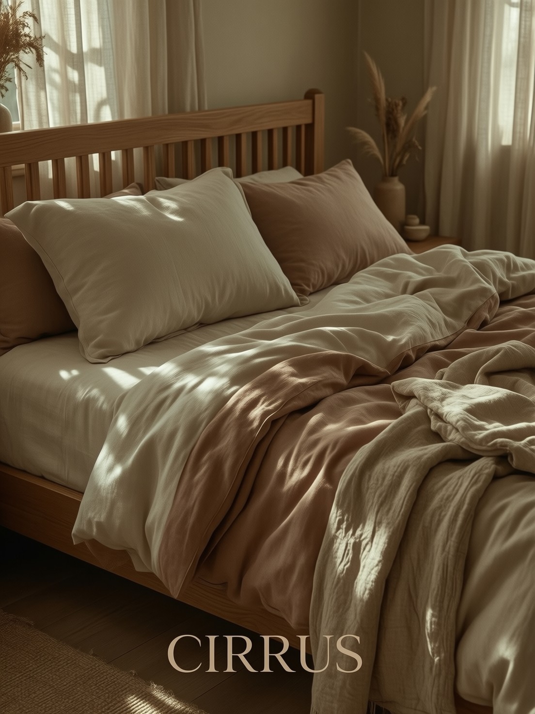 CIRRUS Luxury Bedding Display — AI generated image