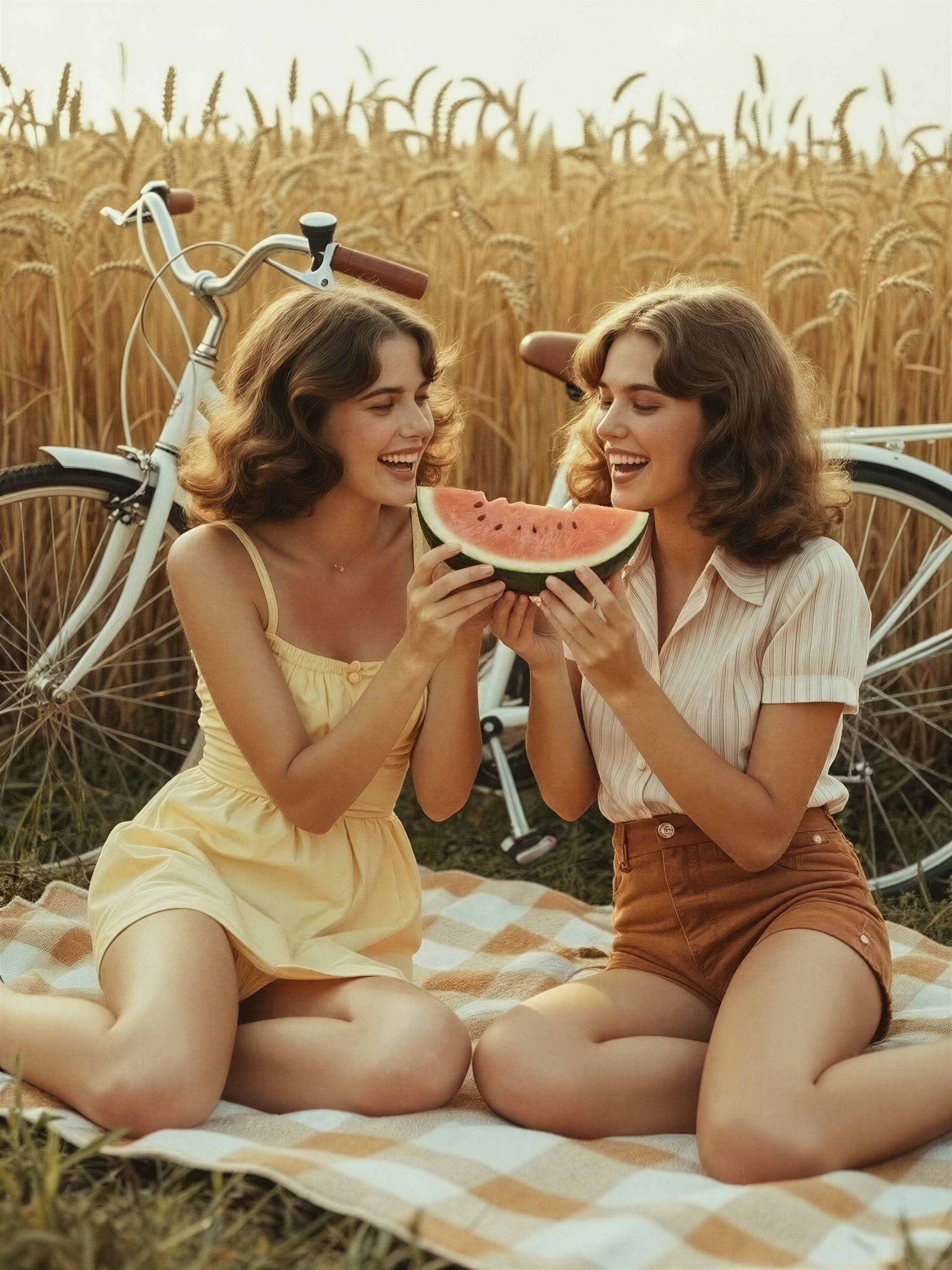 Vintage Summer Picnic in Wheat Field — AI generated image