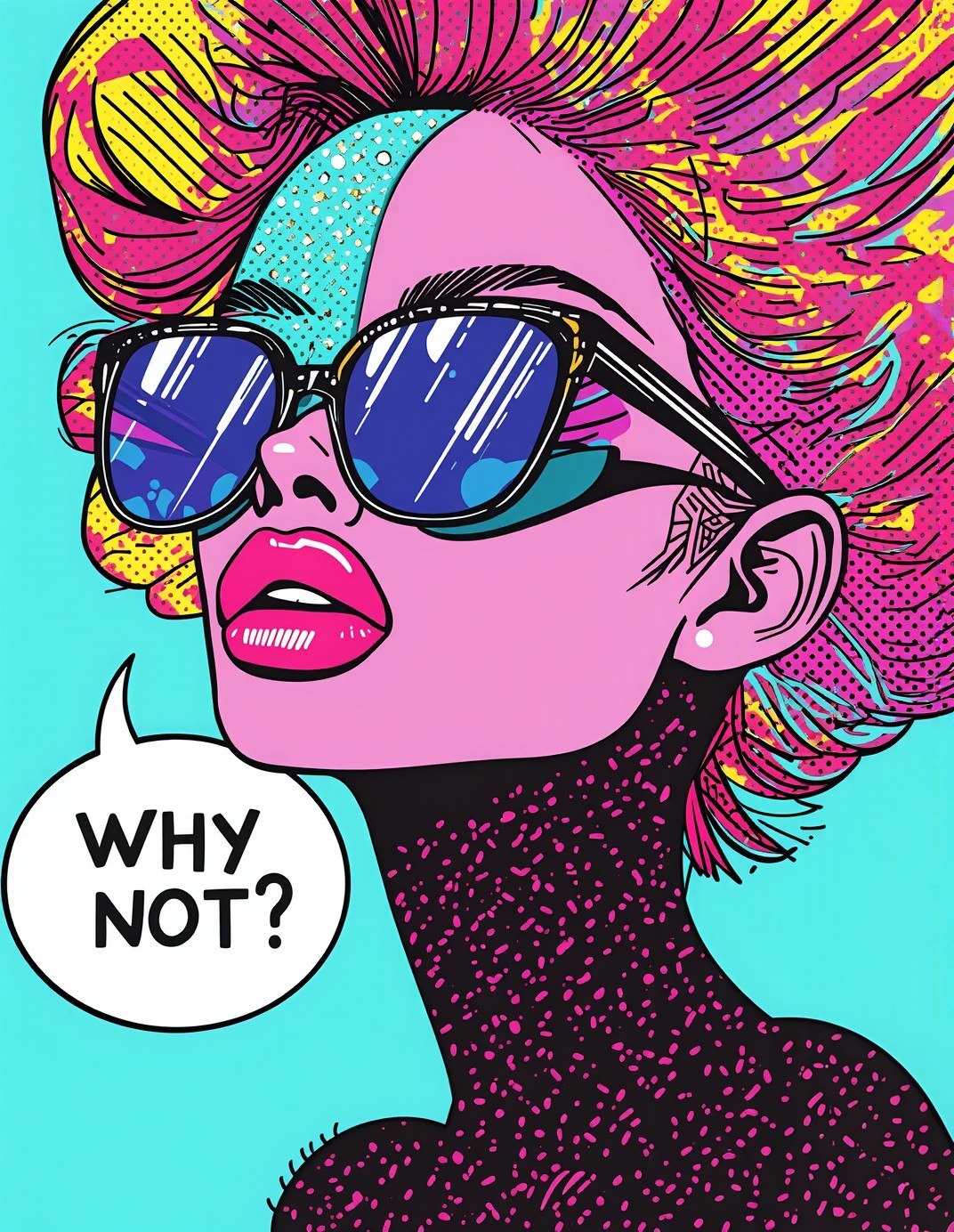 Vibrant Pop Art Portrait with Comic-Style Halftone Dots — AI generated image