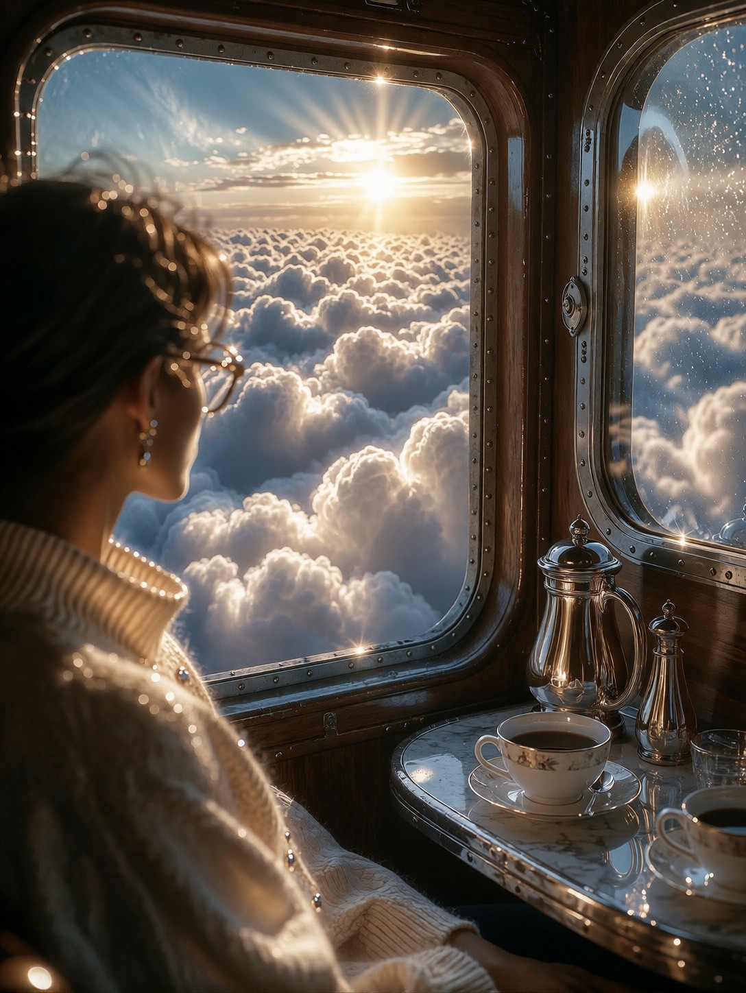 Dreamy Train Window Cloudscape — AI generated image