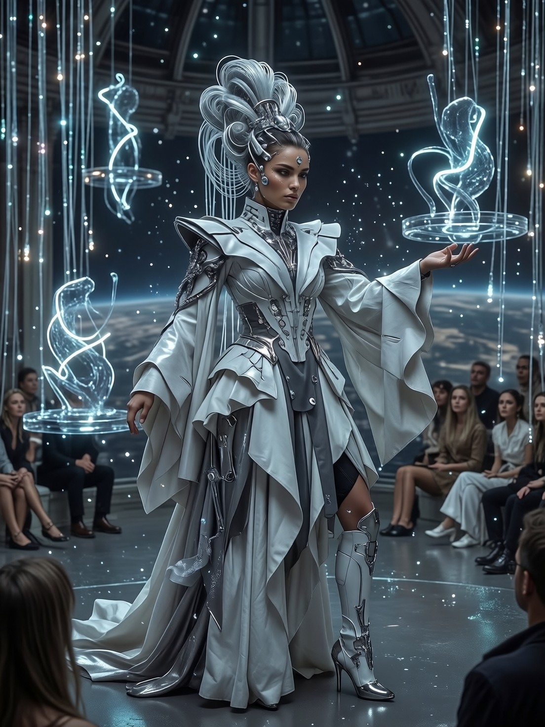 Avant-Garde Performer in Zero-G Arena — AI generated image