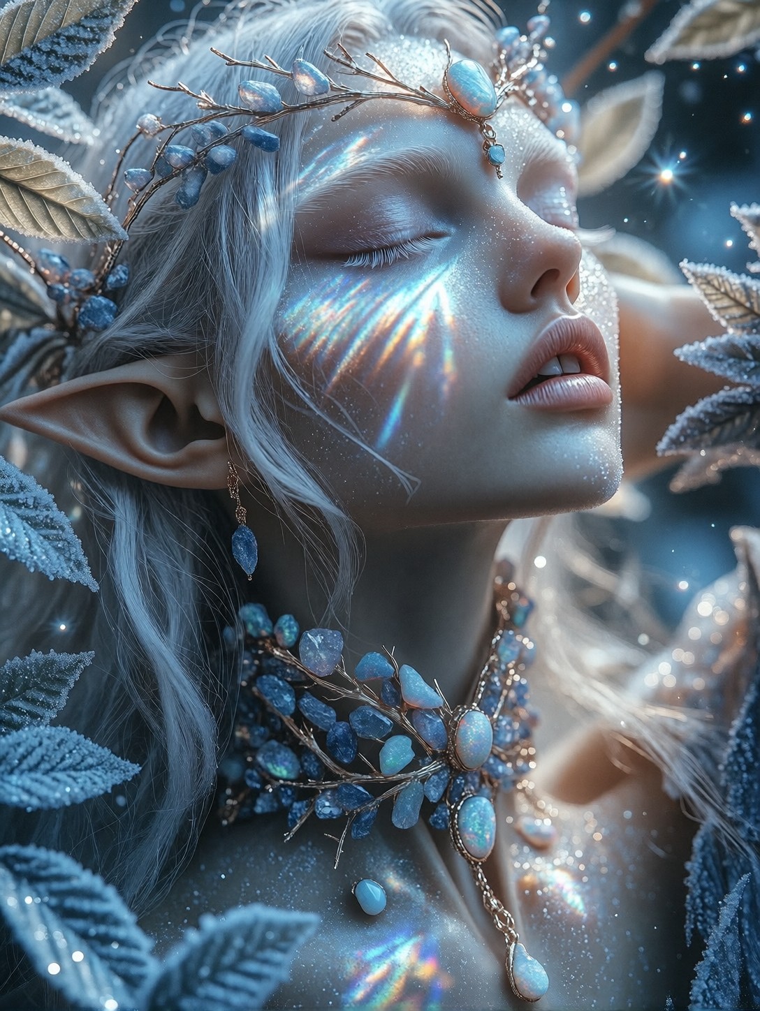 Ethereal Crystal Elf Portrait — AI generated image