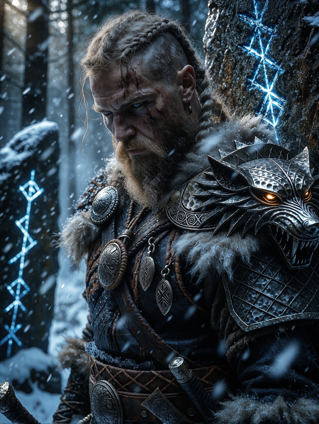 Rugged Viking Warrior In Misty Forest — AI generated image
