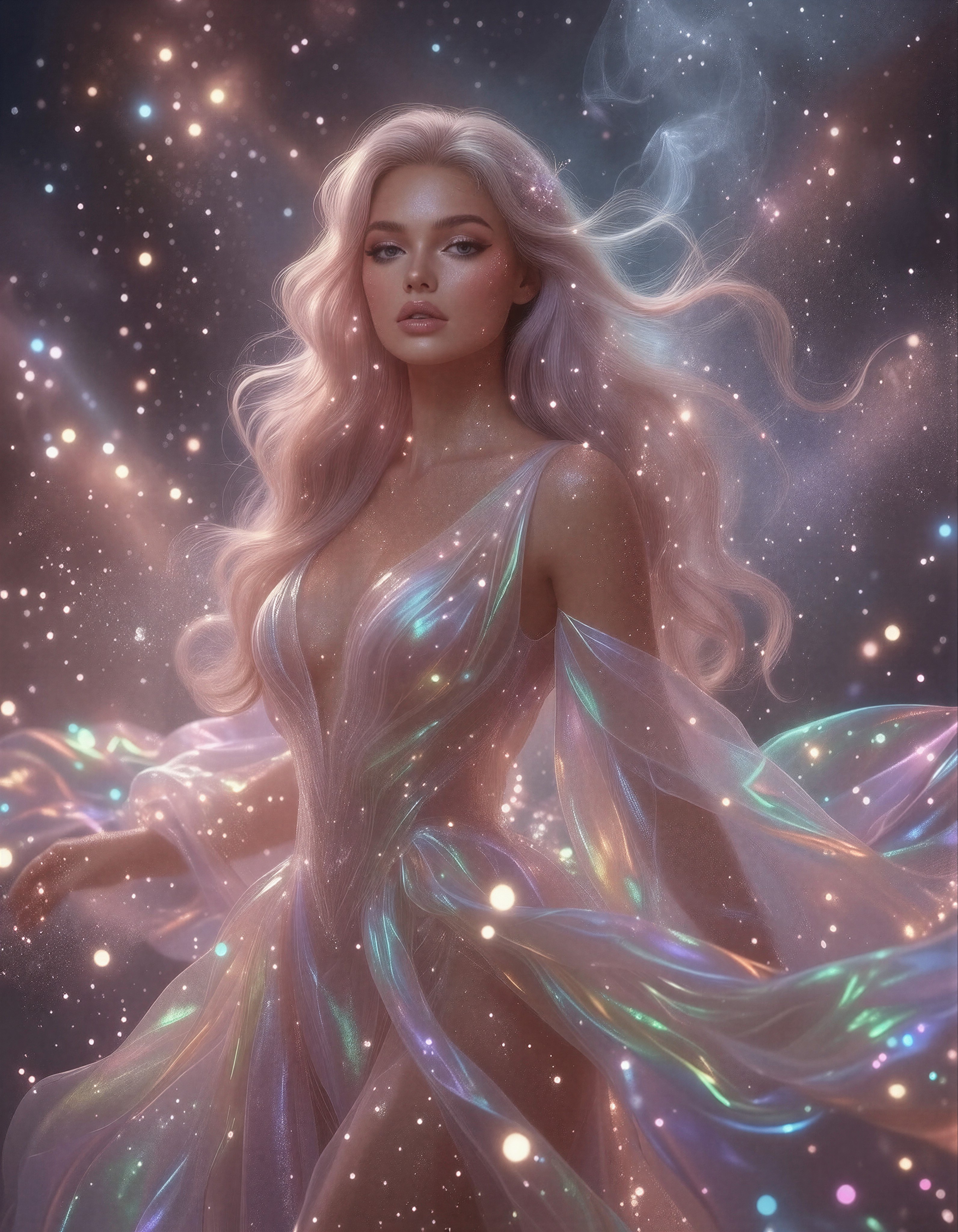Celestial Goddess in Cosmic Nebula — AI generated image