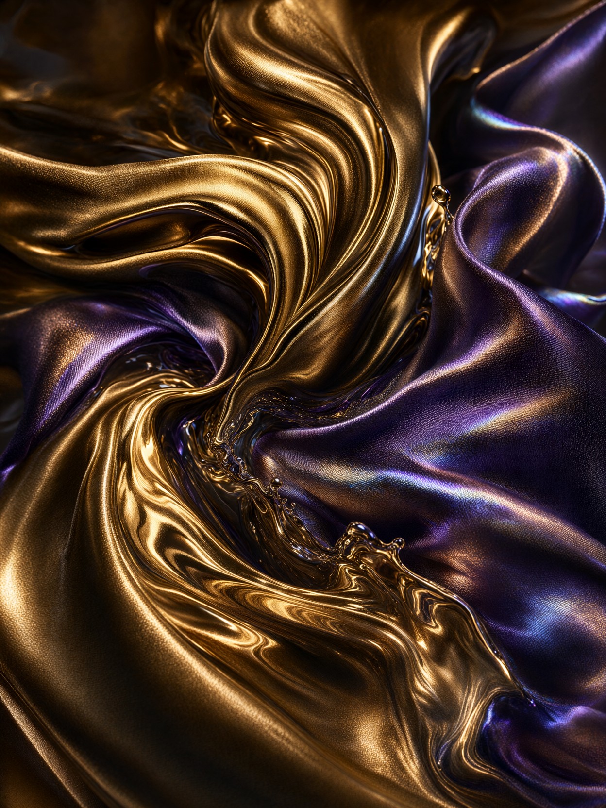 Swirling Gold And Violet Silk — AI generated image
