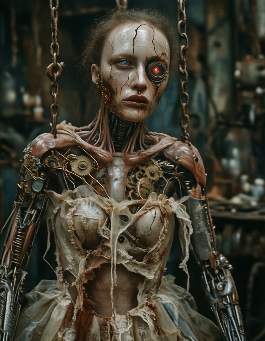 Grotesque Mechanical Transformation — AI generated image