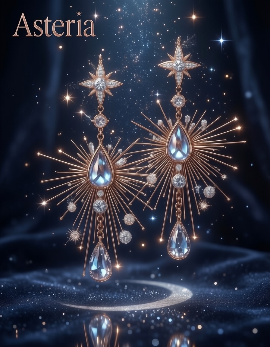 Celestial Luxury Earrings Still Life — AI generated image