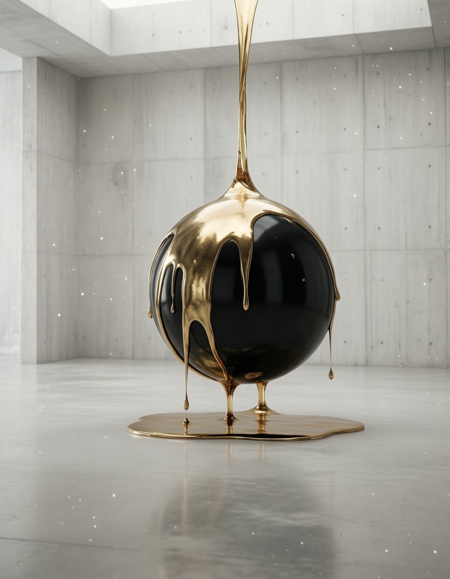 Obsidian Sphere in Sterile Minimalism — AI generated image