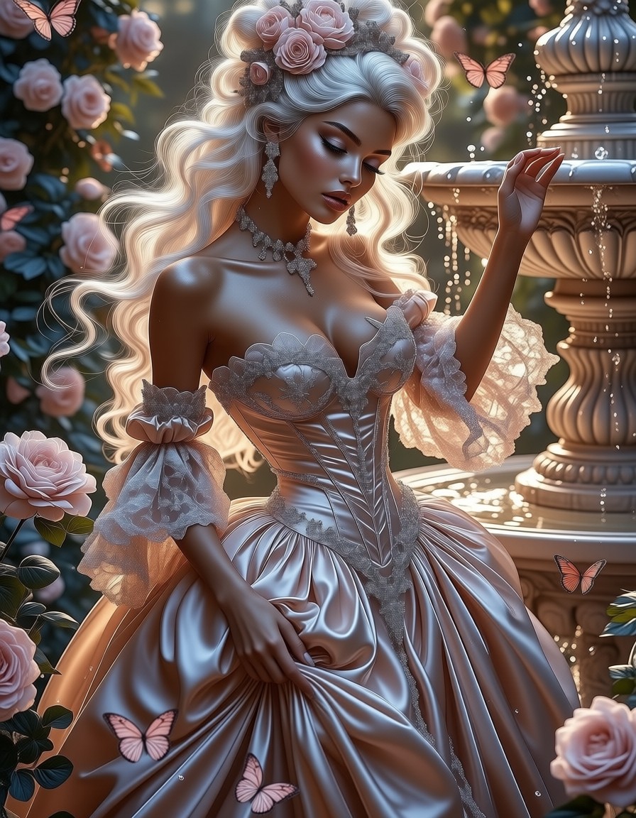 Rococo Lady in Versailles Garden — AI generated image