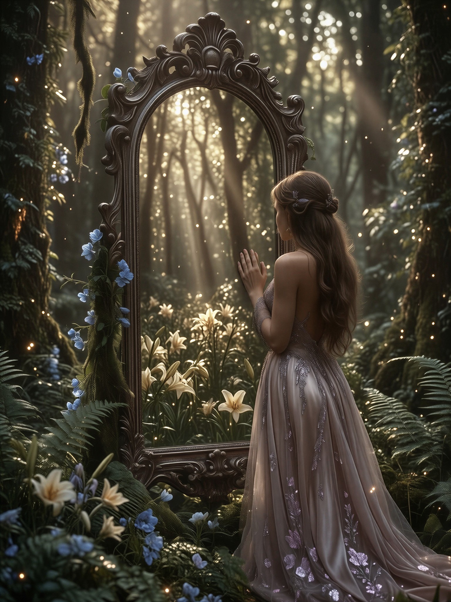 Surreal Mirror Reflection in Forest — AI generated image