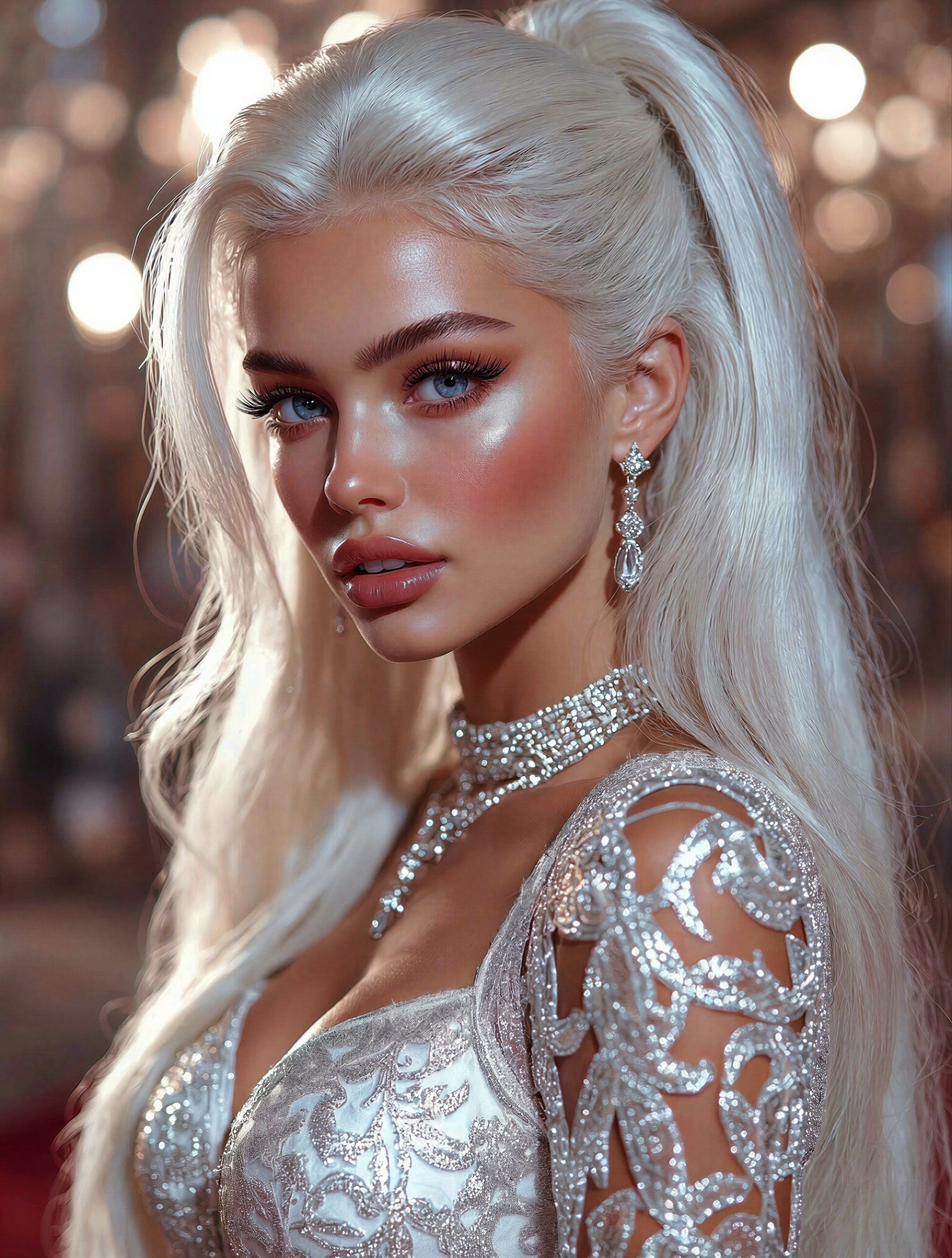 Platinum Blonde Glamour Portrait — AI generated image
