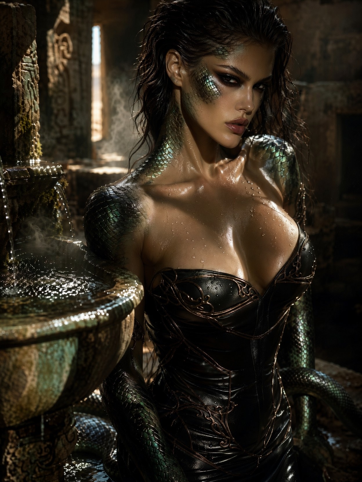 Lamia Serpent Woman In Tomb — AI generated image