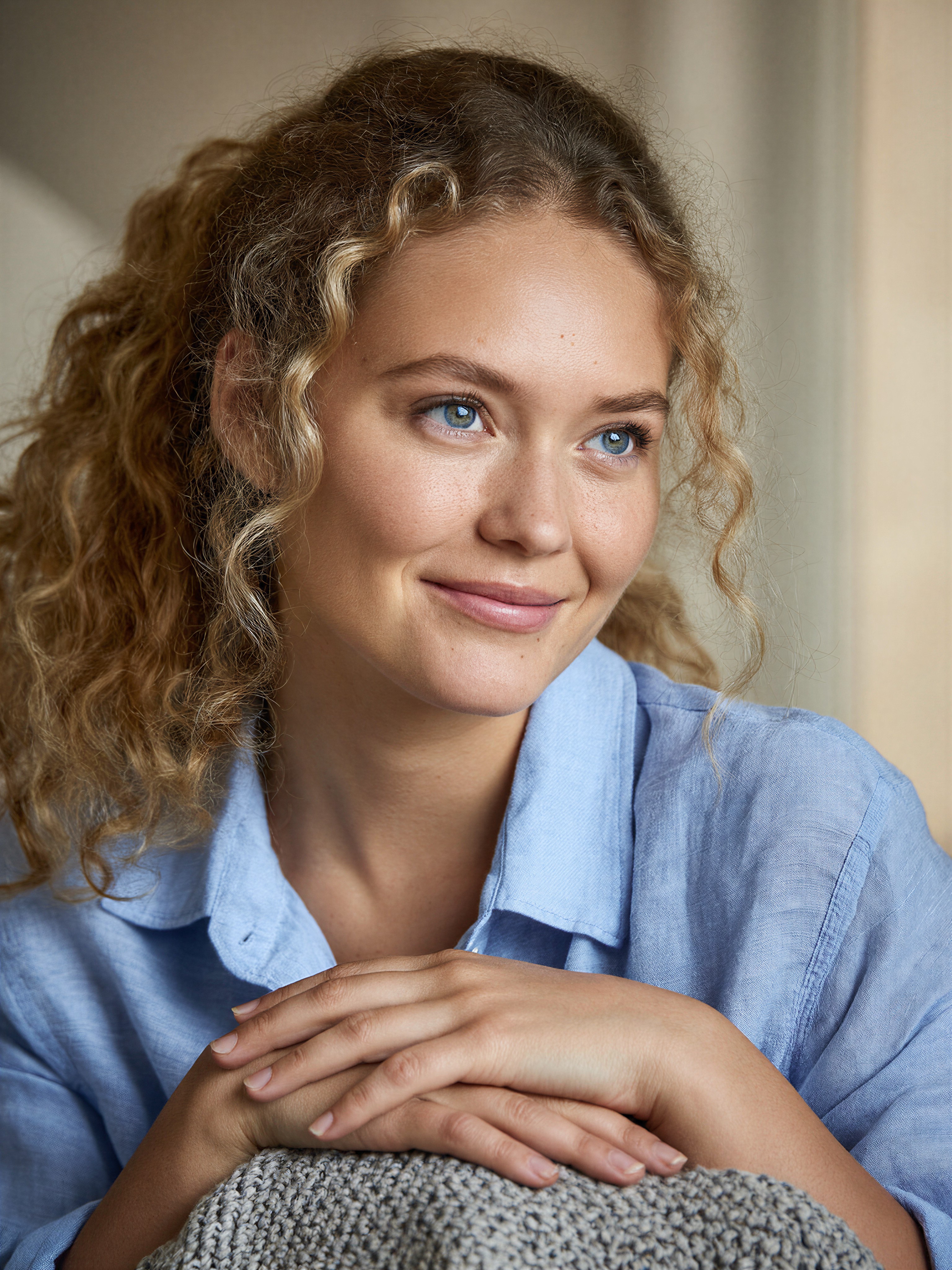 Serene Monochrome Portrait of a Gentle Young Woman — AI generated image