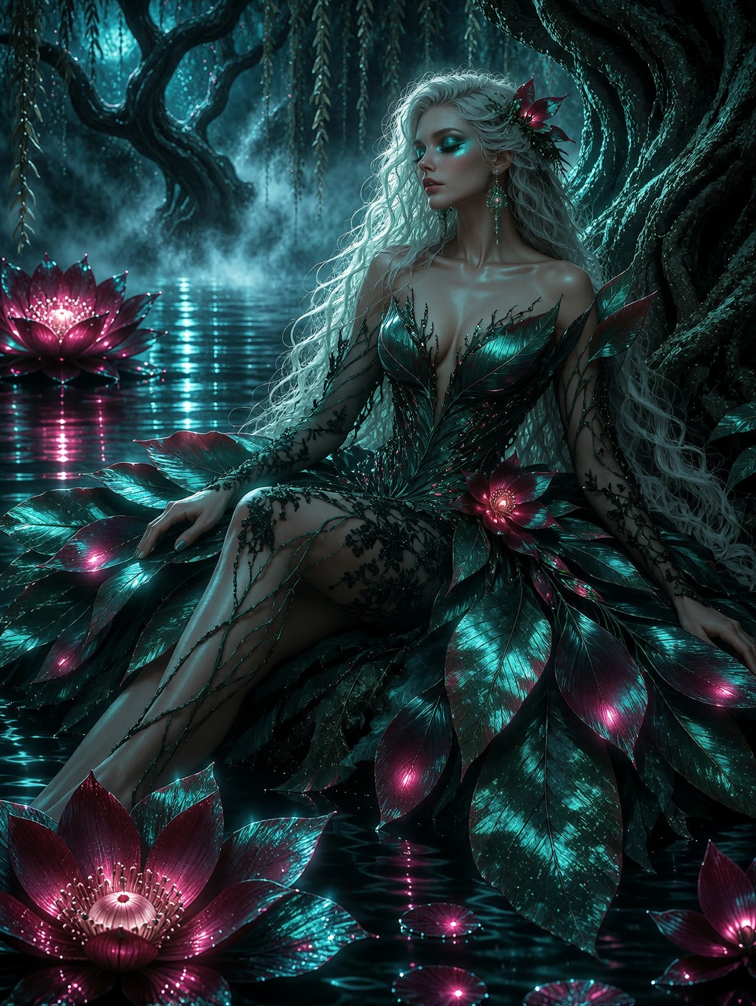 Majestic Forest Spirit Beside Nocturnal Lake — AI generated image