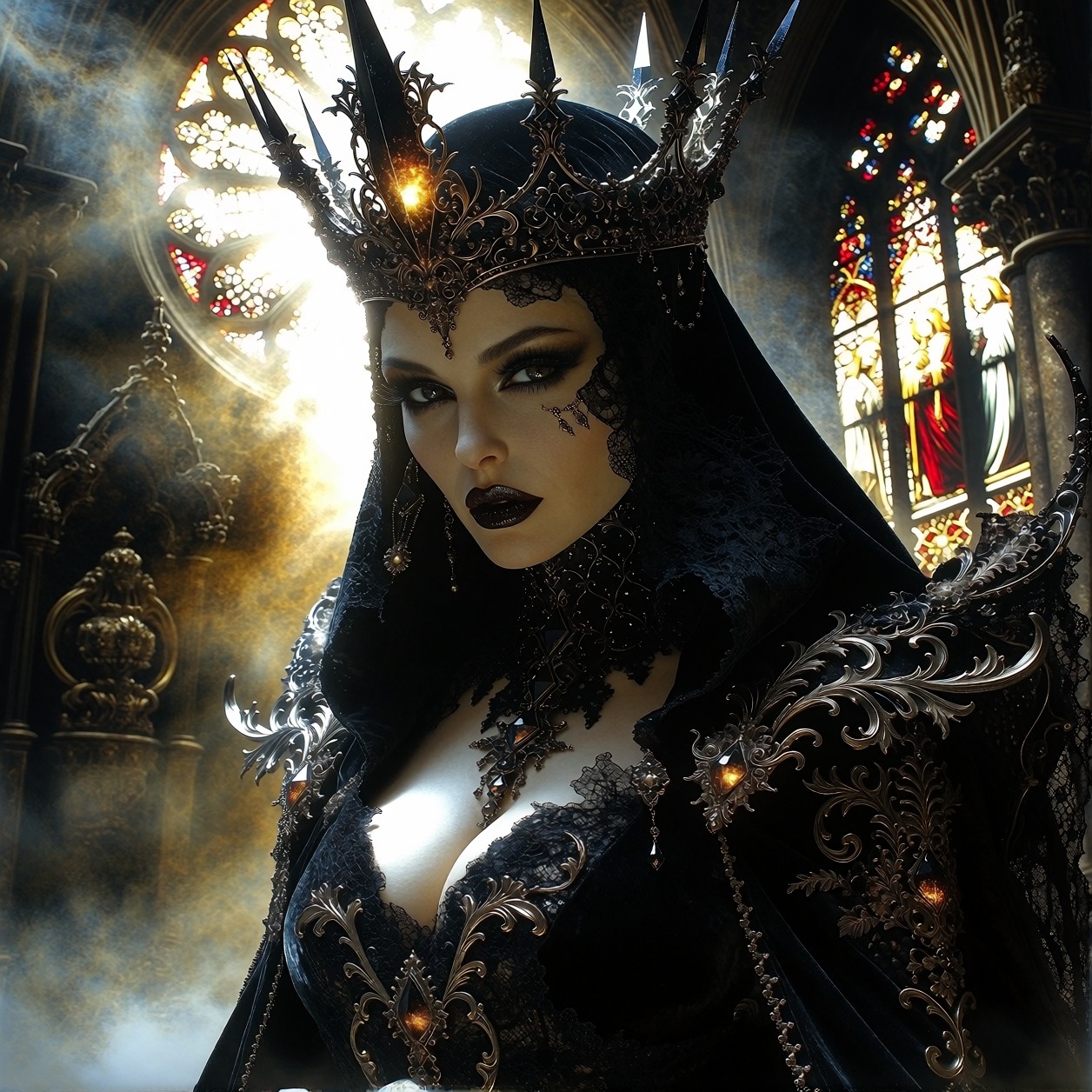 Moonlit Gothic Sorceress Portrait — AI generated image