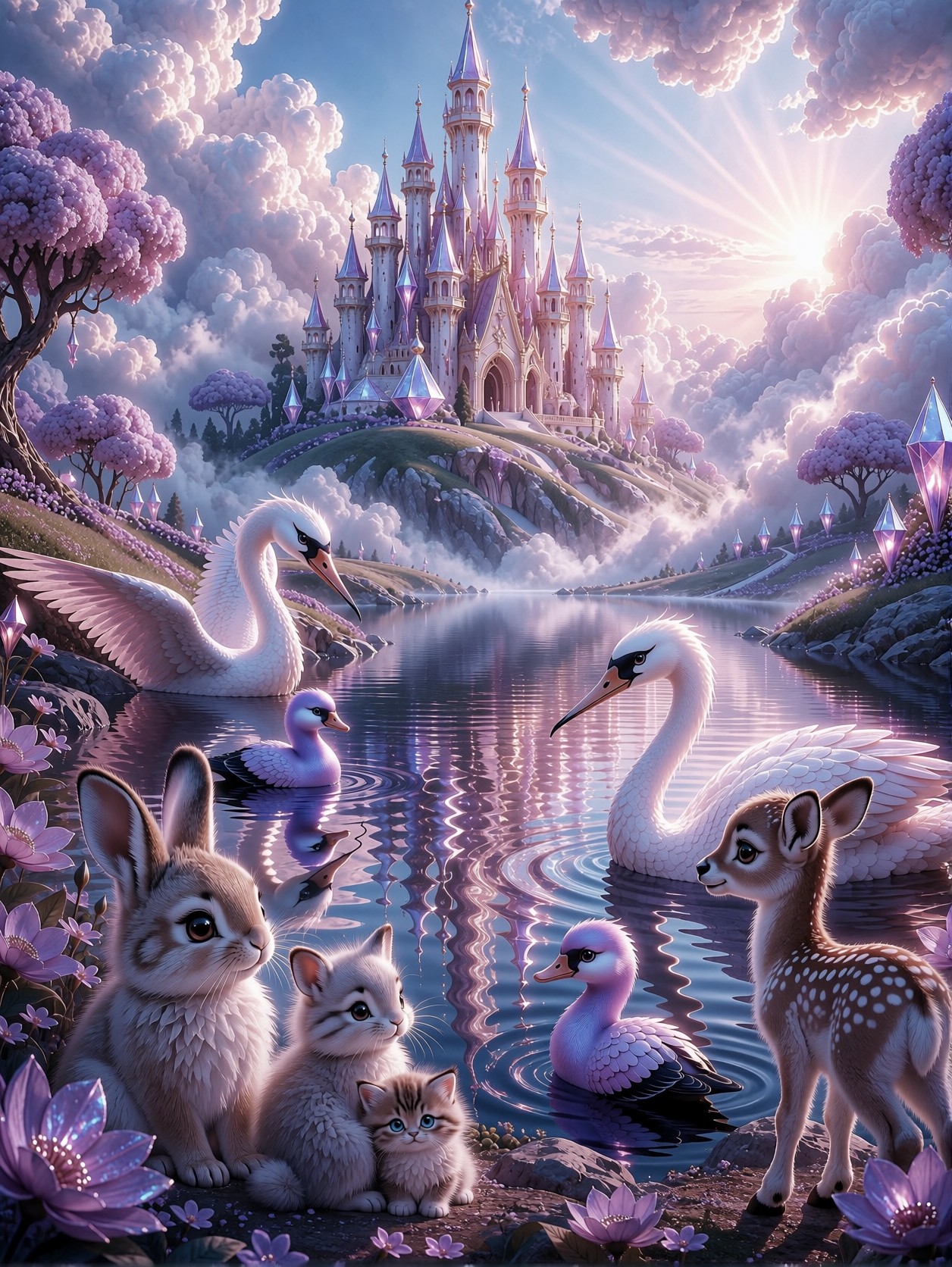 Dreamy Pastel Floating Crystal Castle — AI generated image