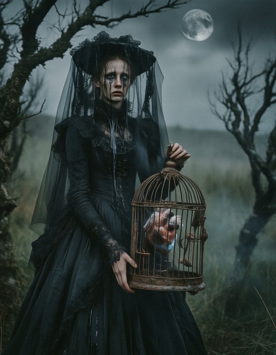 Obsidian Moon Haunting Figure — AI generated image