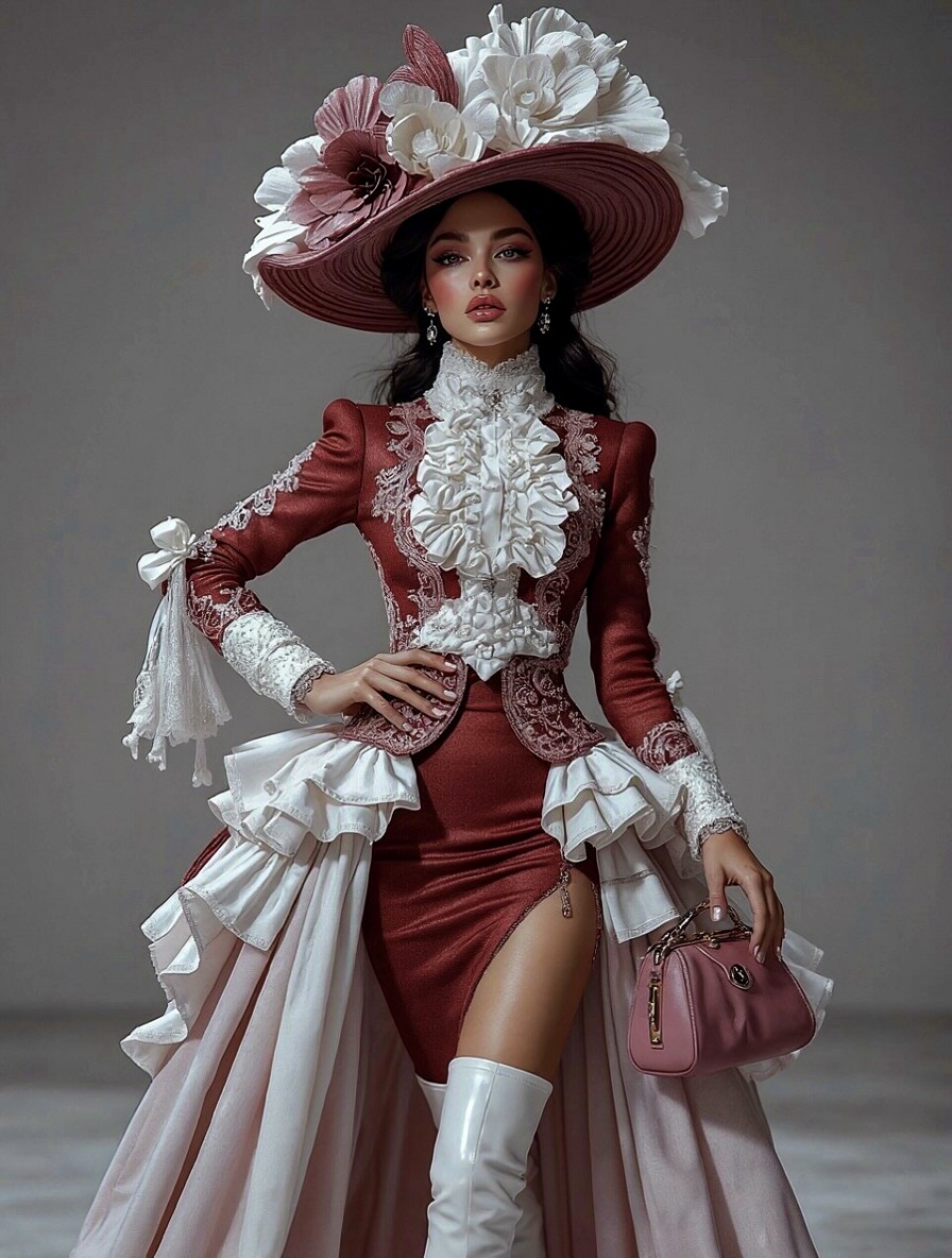 Vintage Aristocratic Woman in Opulent Victorian Couture — AI generated image