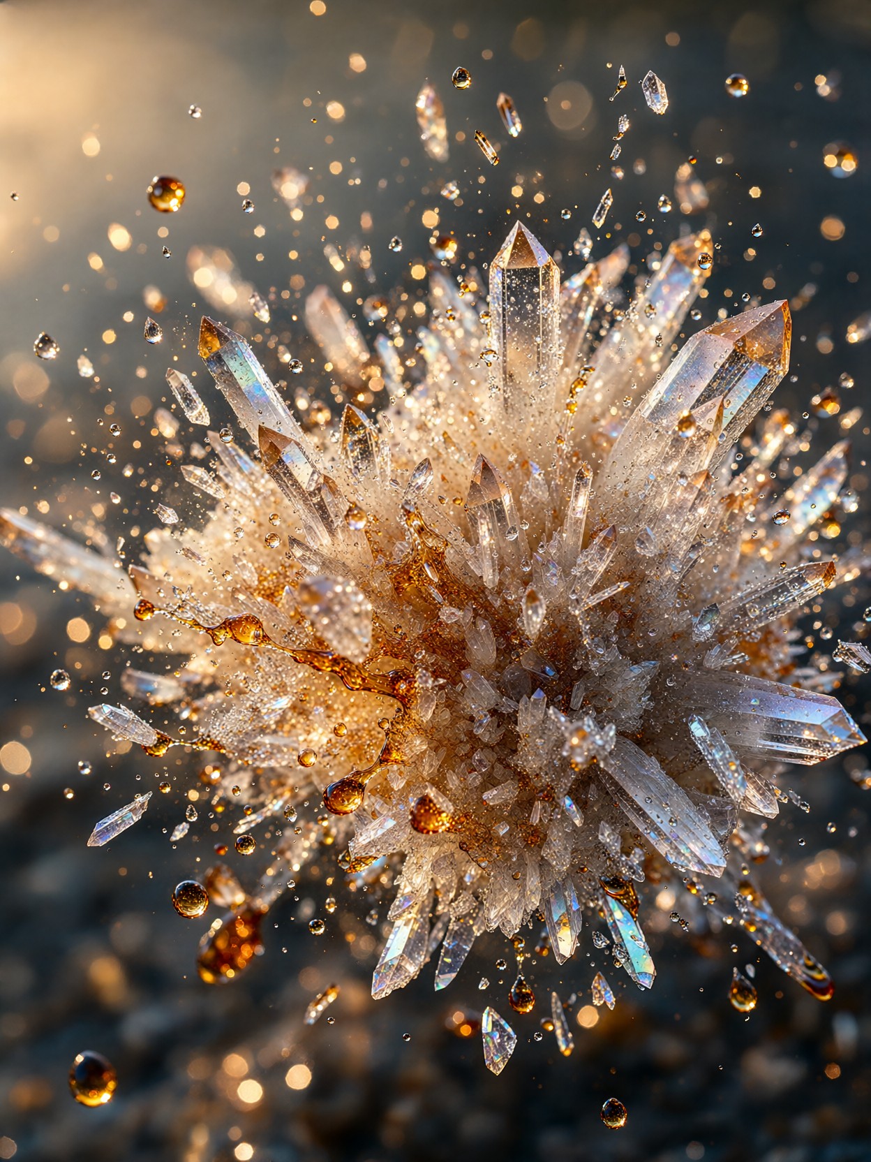 Abstract Golden Crystal Burst — AI generated image