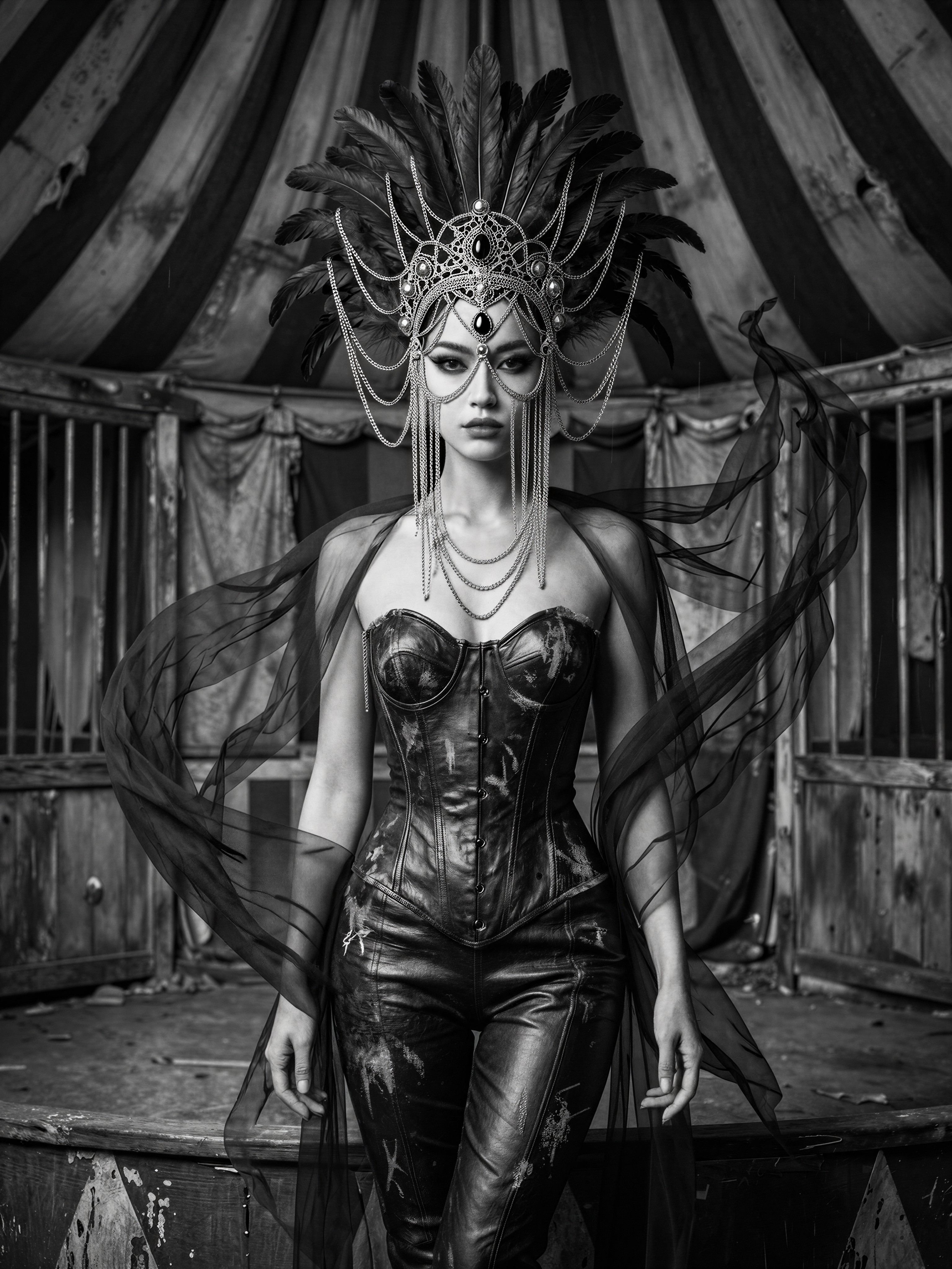 Mysterious Figure in Abandoned Circus — AI generated image