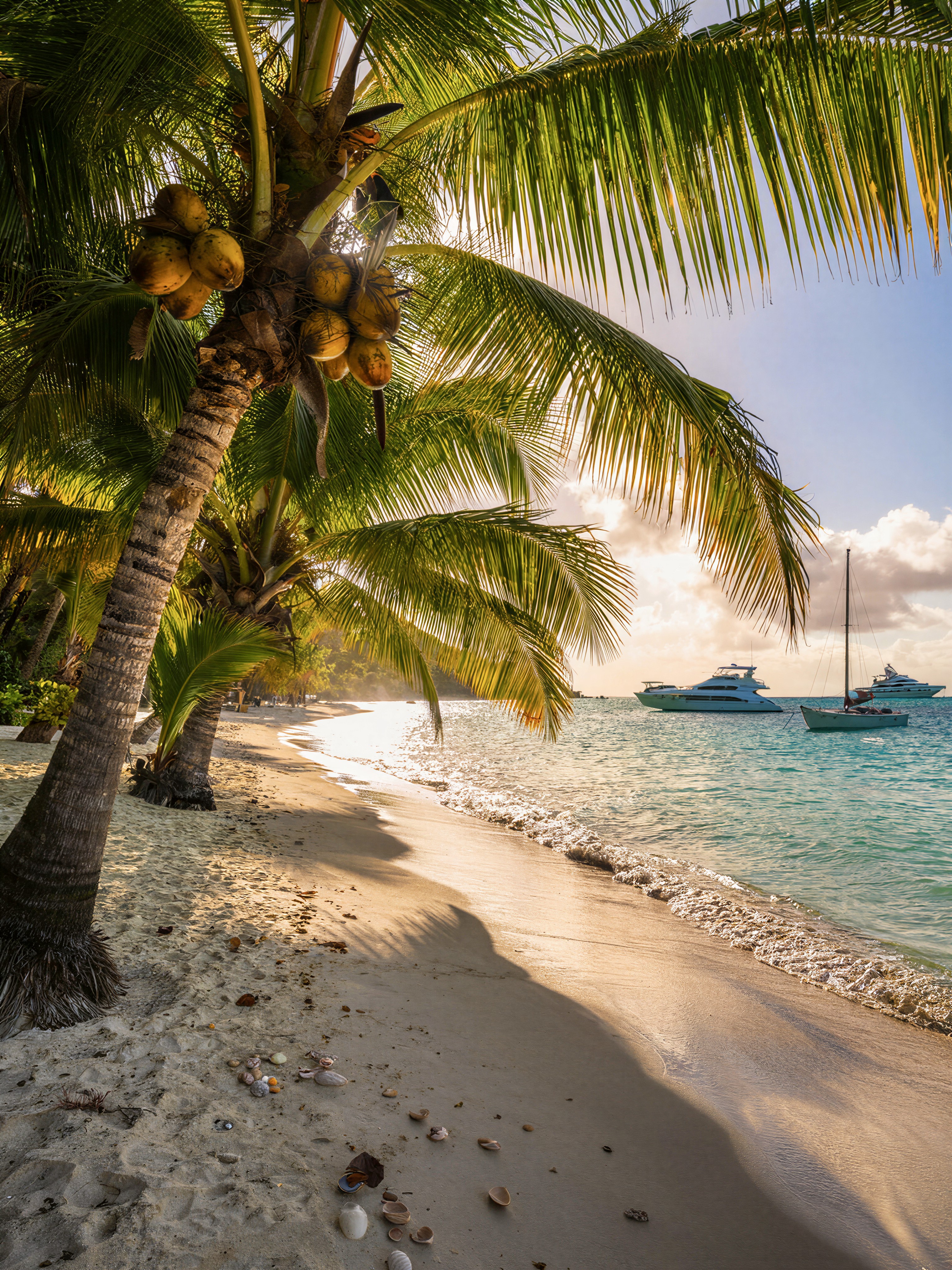 Golden Hour Tropical Beach — AI generated image