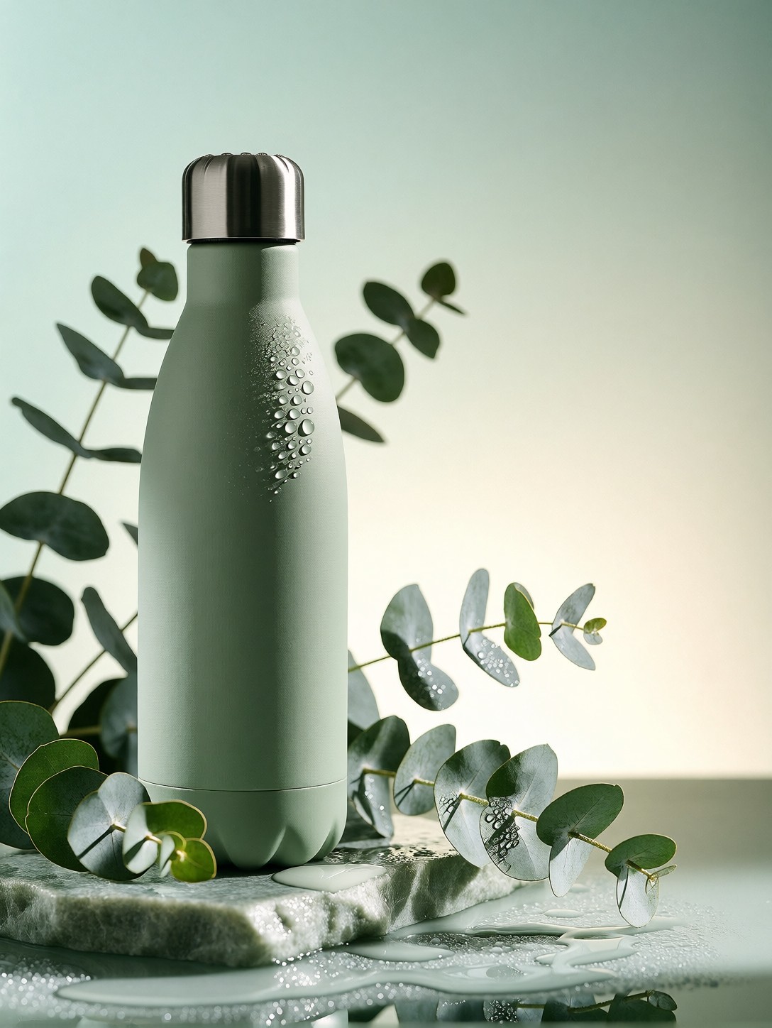 Sage Green Ceramic Water Bottle — AI generated image