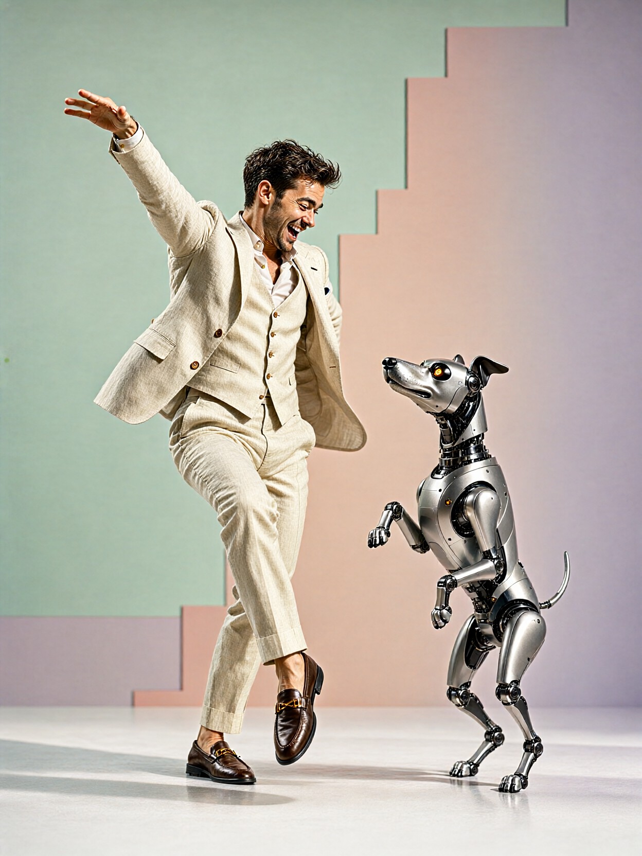 Man Dancing With Robot Dog — AI generated image