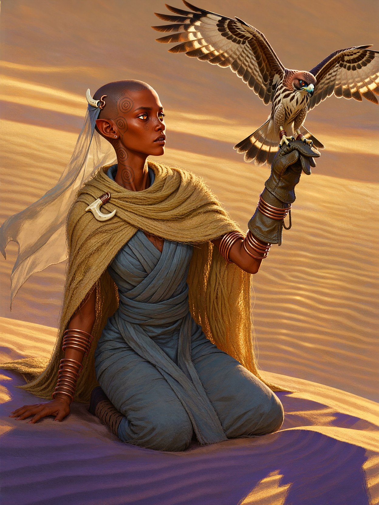 Desert Courier Releasing Hawk — AI generated image