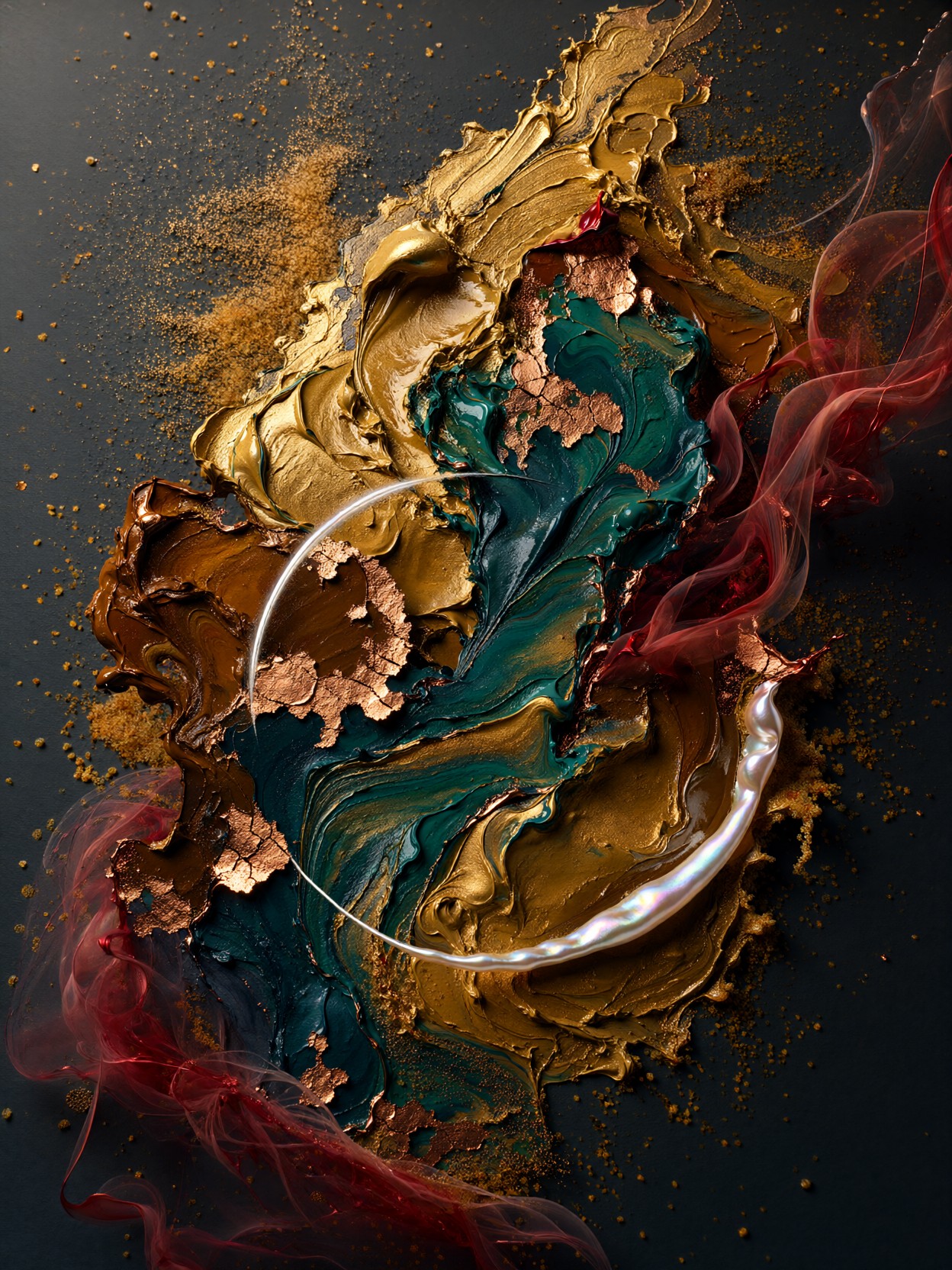 Molten Gold And Teal Swirls — AI generated image