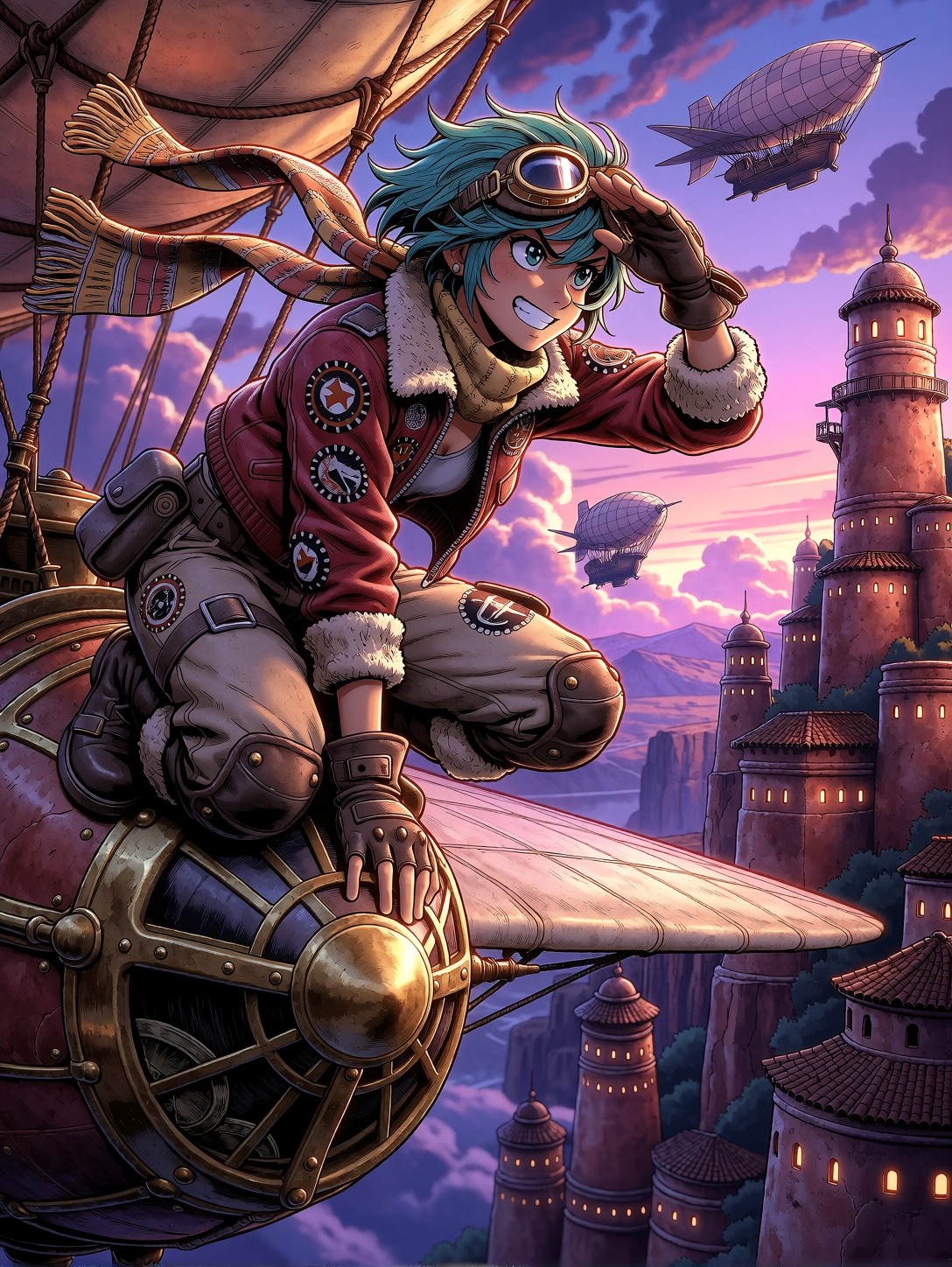 Sky Racer Girl On Airship — AI generated image