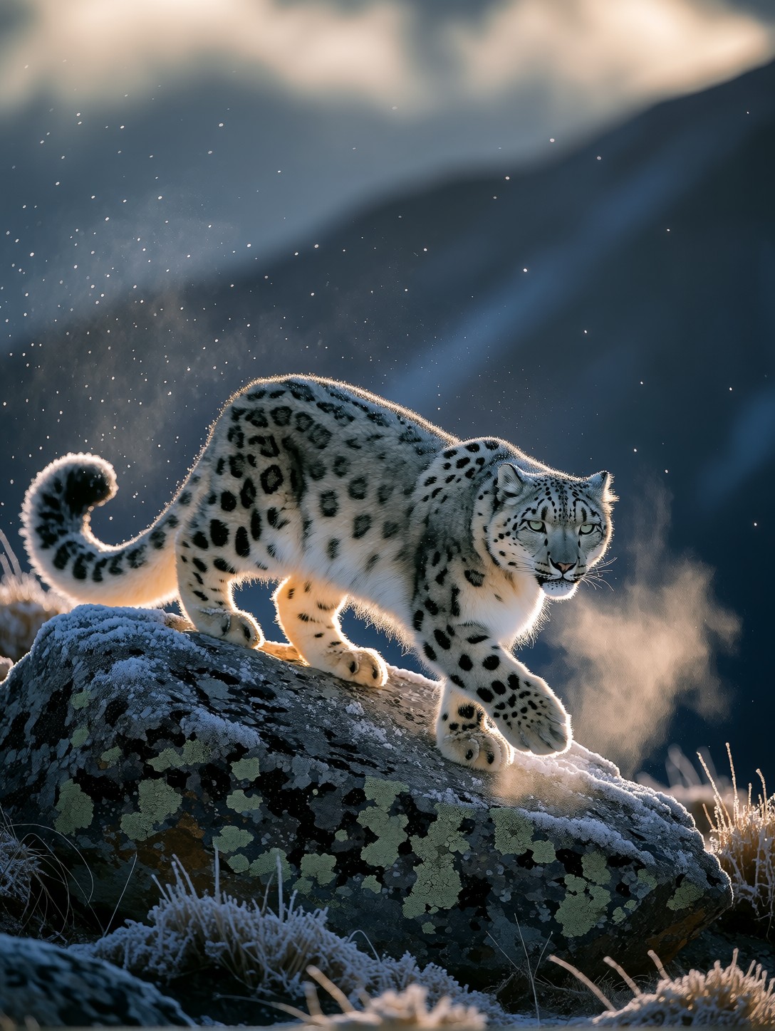 Snow Leopard On Himalayan Ridge — AI generated image