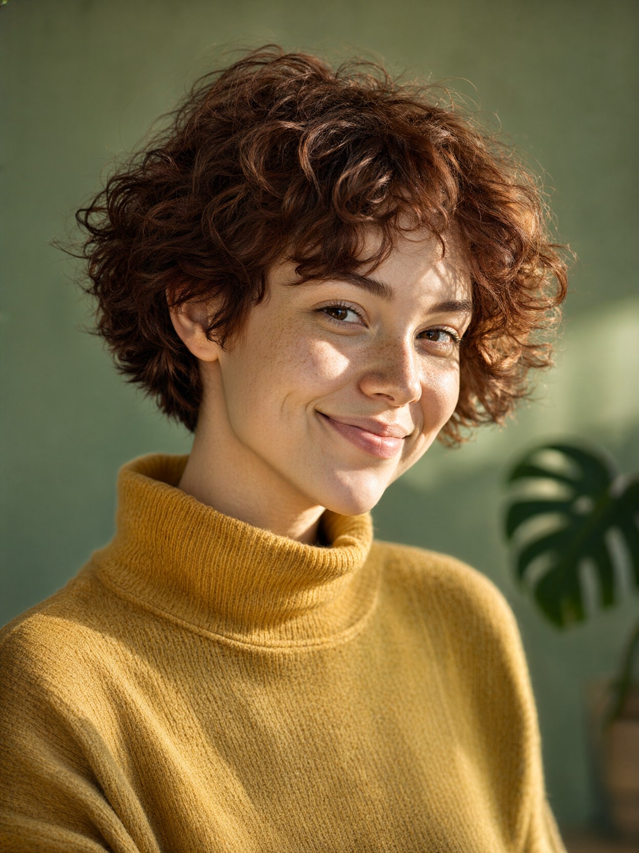 Warm Editorial Portrait Auburn Woman — AI generated image