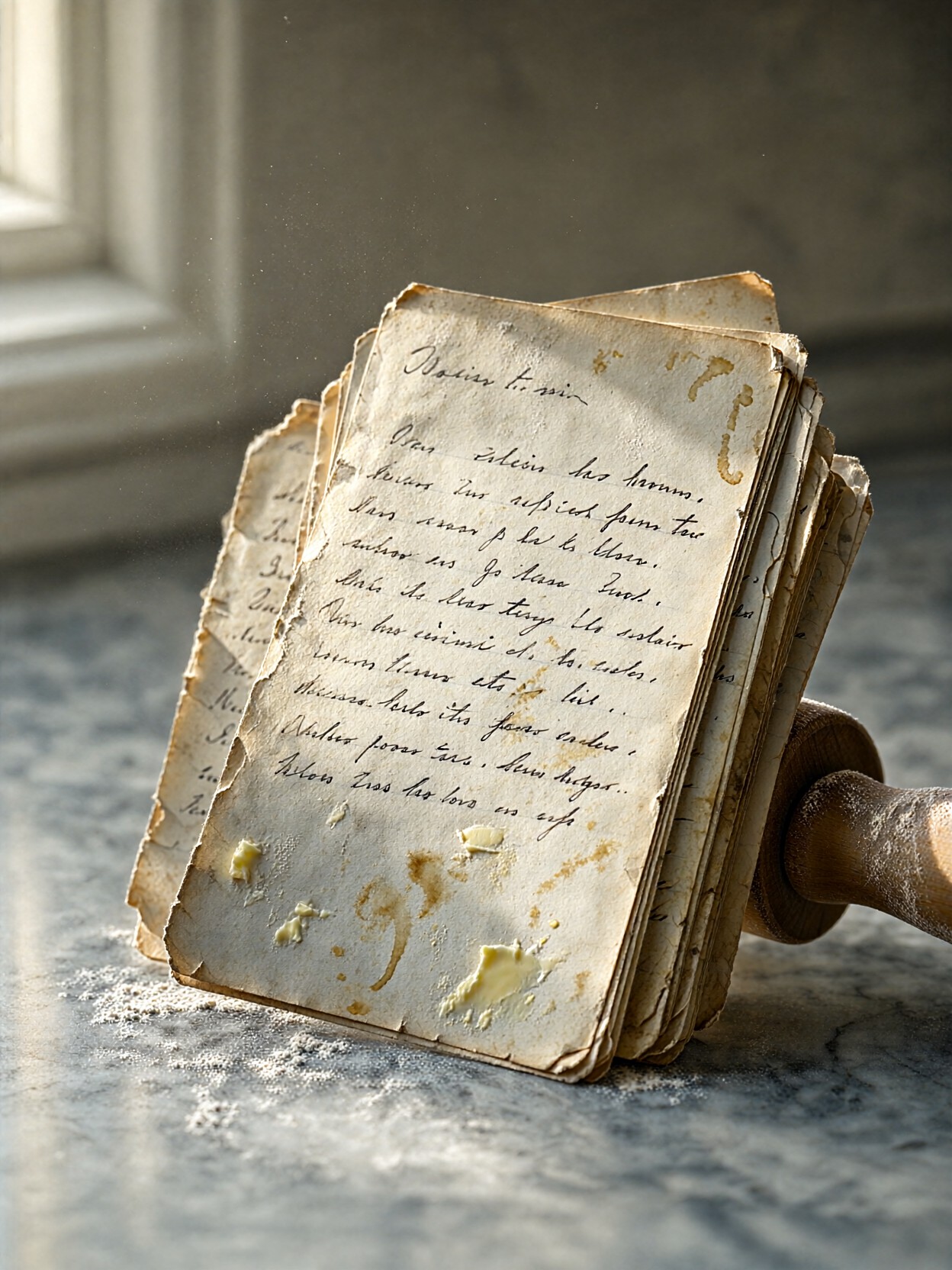 Aged Recipe Cards And Baking Still Life Scene — AI generated image