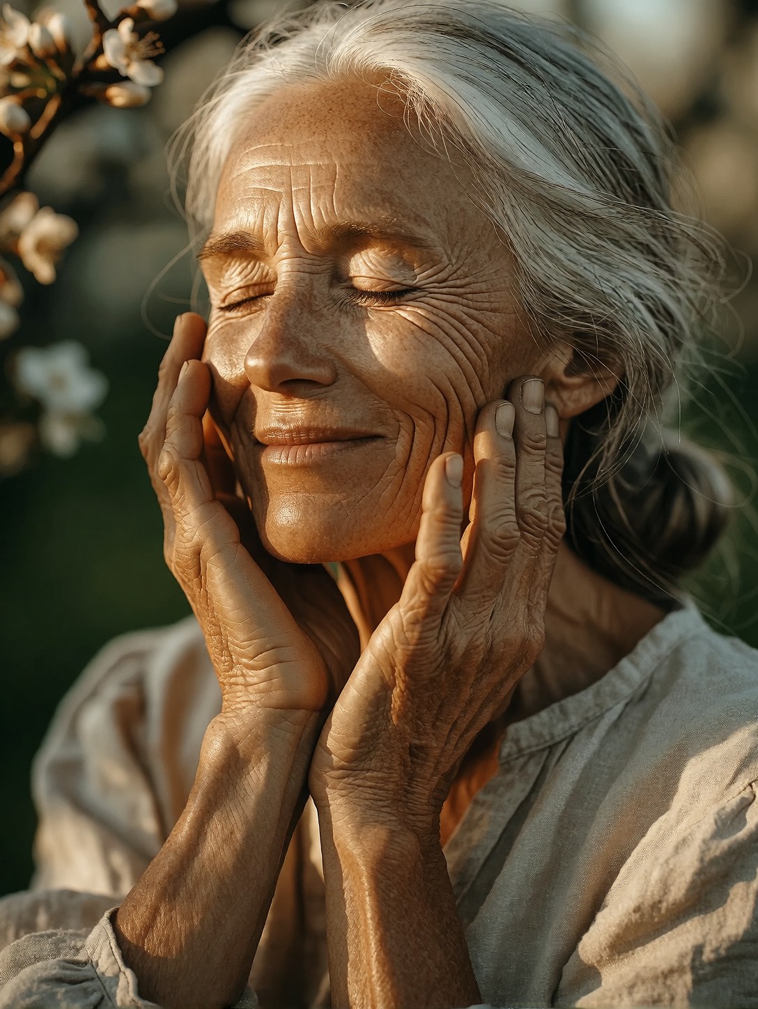 Weathered Woman In Golden Light — AI generated image