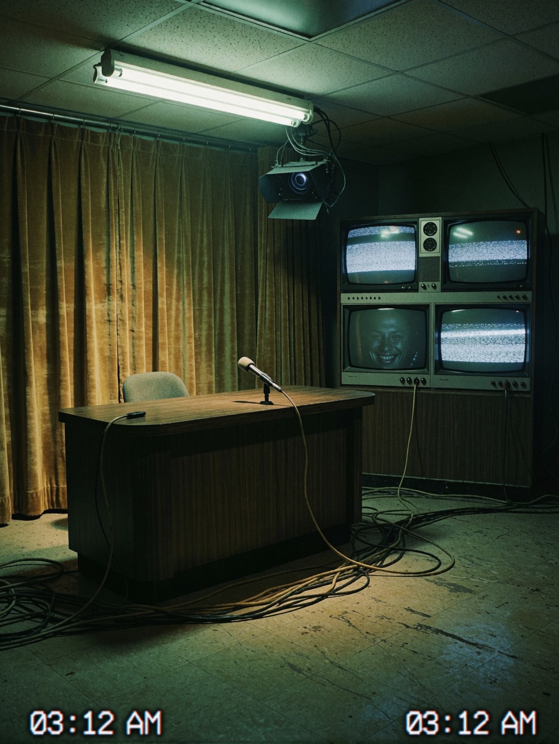Empty Studio Horror Broadcast — AI generated image