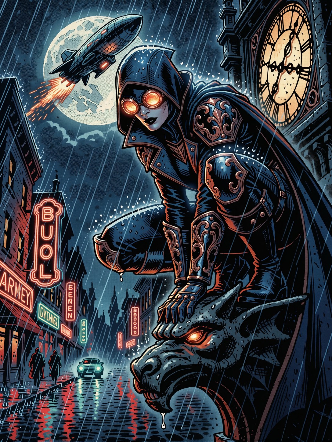 Vigilante On Gothic Clocktower — AI generated image
