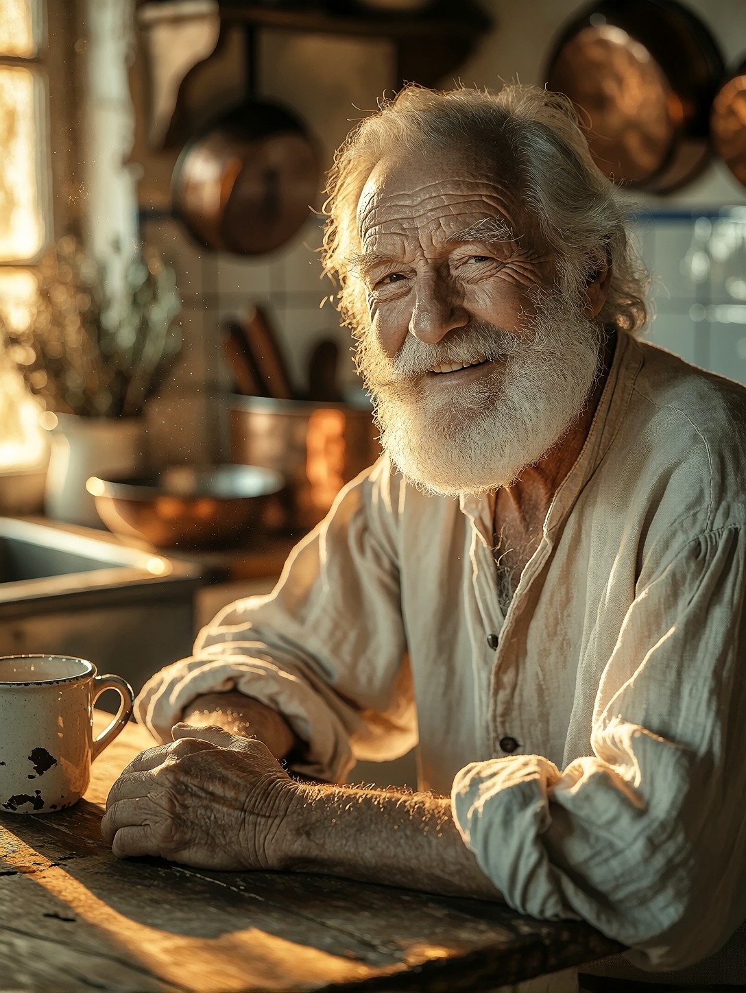 Silver Bearded Elder In Golden Light — AI generated image