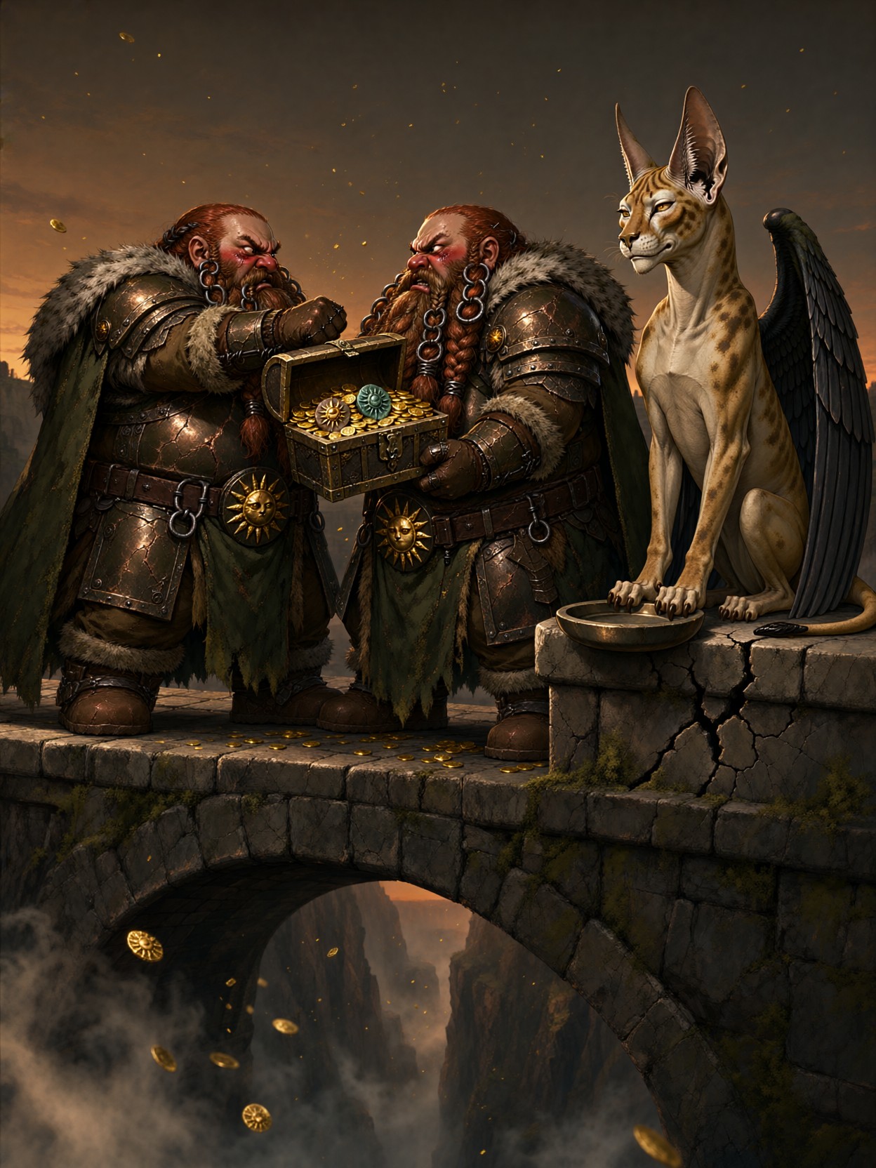 Dwarven Sisters Toll Dispute — AI generated image
